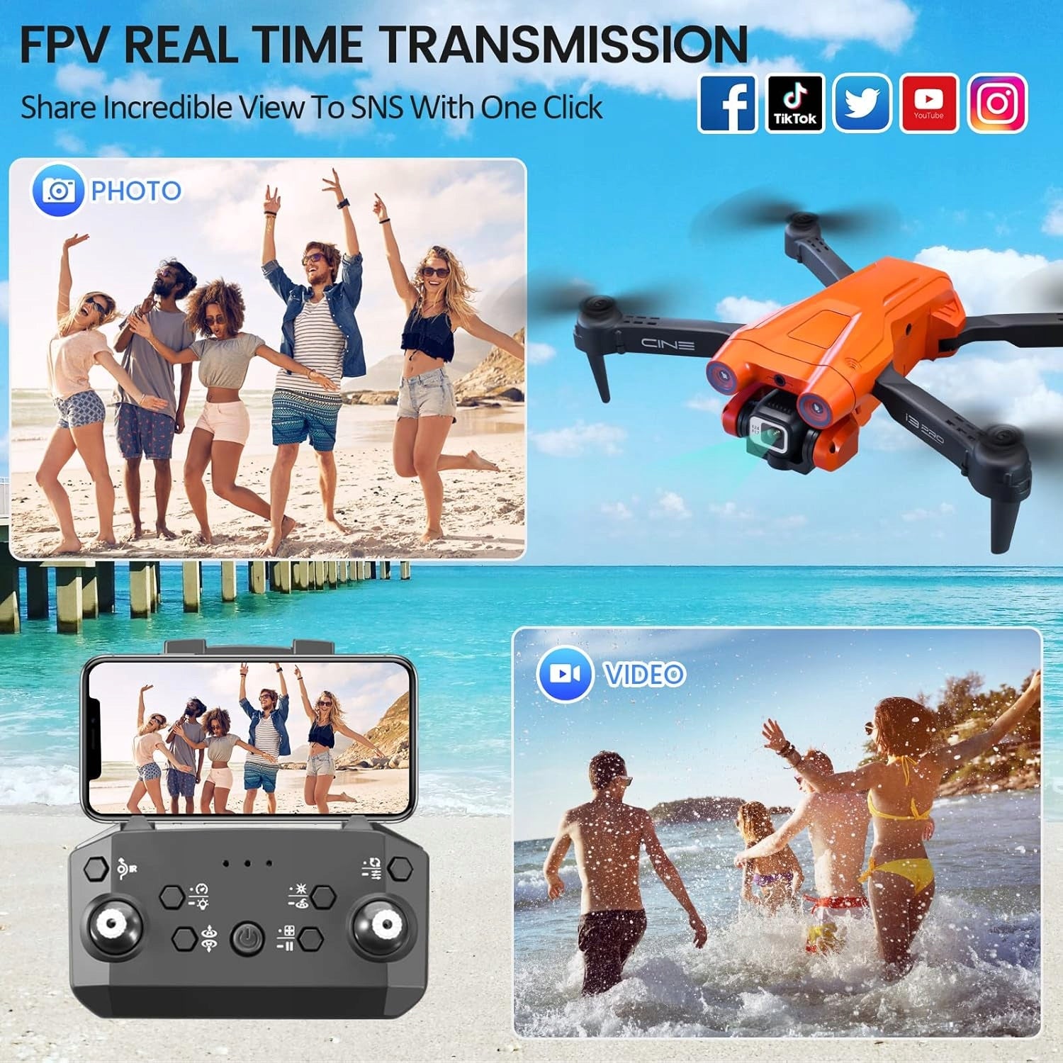FOLDING DRONE WITH WIFI CAMERA FPV HEADLESS MODE ONE BUTTON LIFTING Model MINGFUXIN