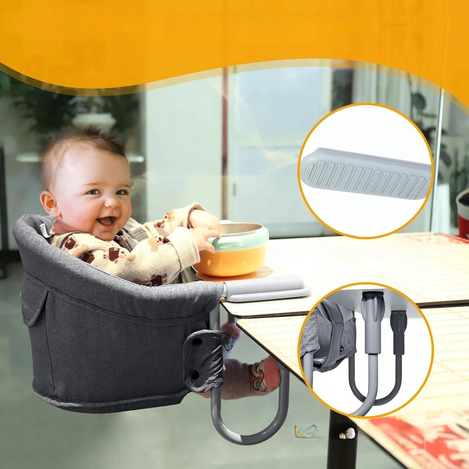 FOLDING FEEDING CHAIR ATTACHED TO TABLE TRAVEL SEAT LIGHTWEIGHT Manufacturer code KRZESŁKO DO KARMIENIA SKŁADANE MOCOWANE