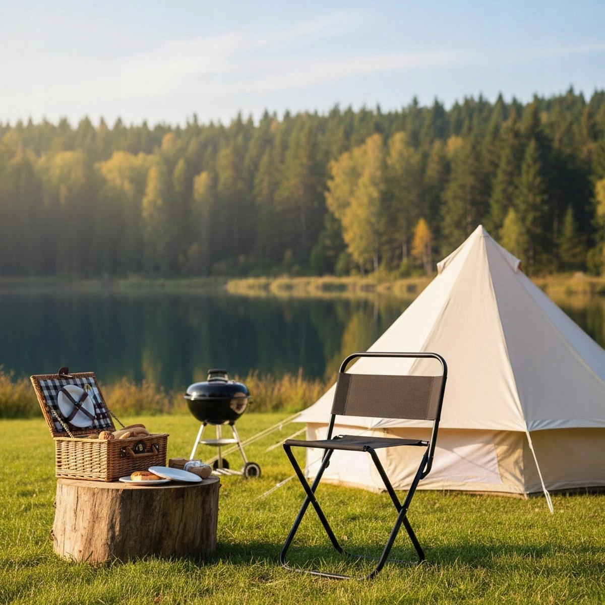 FOLDING FISHING CHAIR WITH CAMPING BACKREST ENERO CAMP Color black