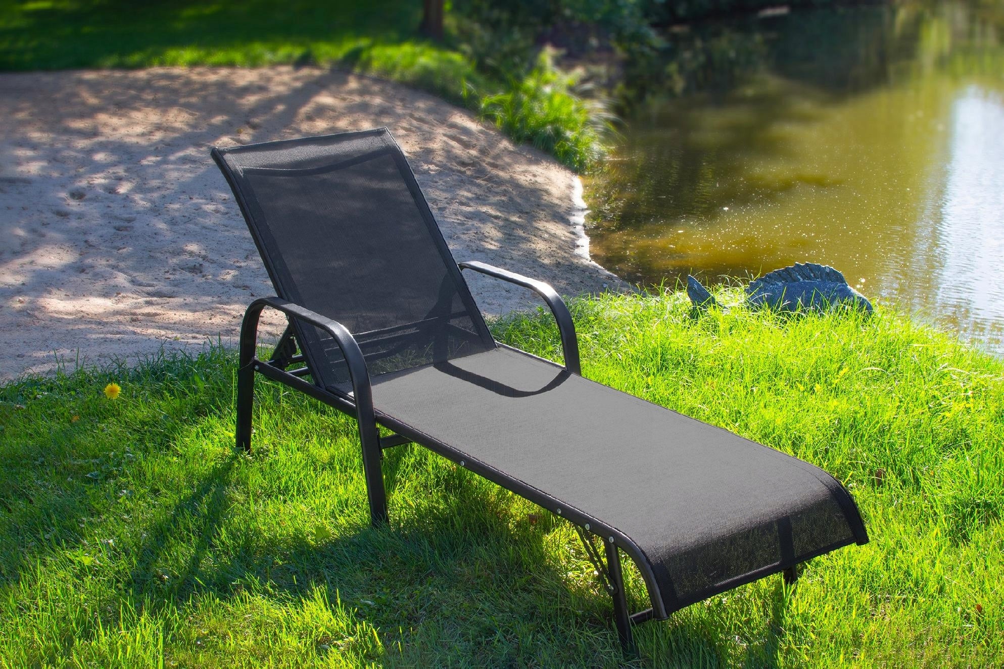 FOLDING GARDEN COUCH ADJUSTABLE BACKREST STEEL BEACH CHAIR SUN LOUNGER Manufacturer code OM-281660