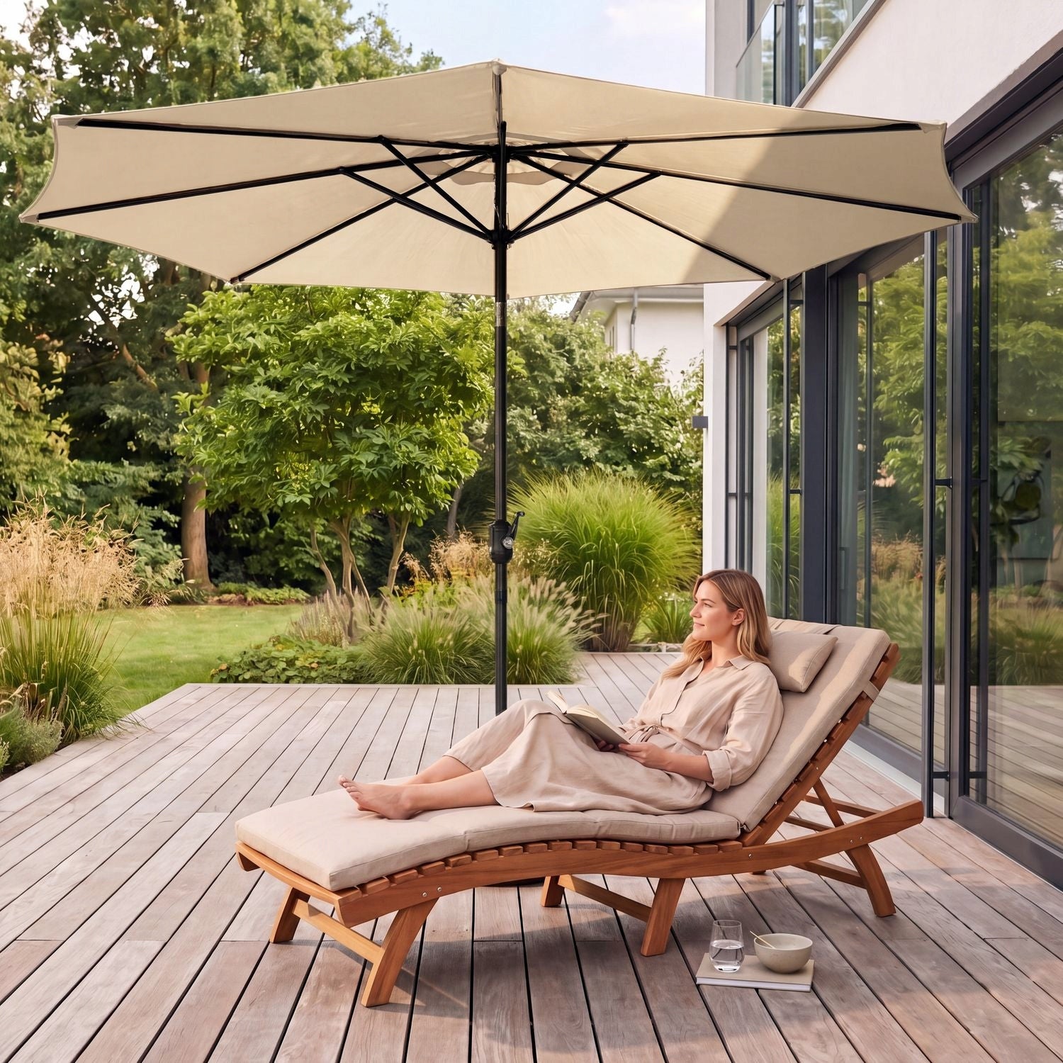 FOLDING GARDEN UMBRELLA WITH CRANK 300CM BROKEN TERRACE BALCONY LUVERNO Diameter/width 300 cm