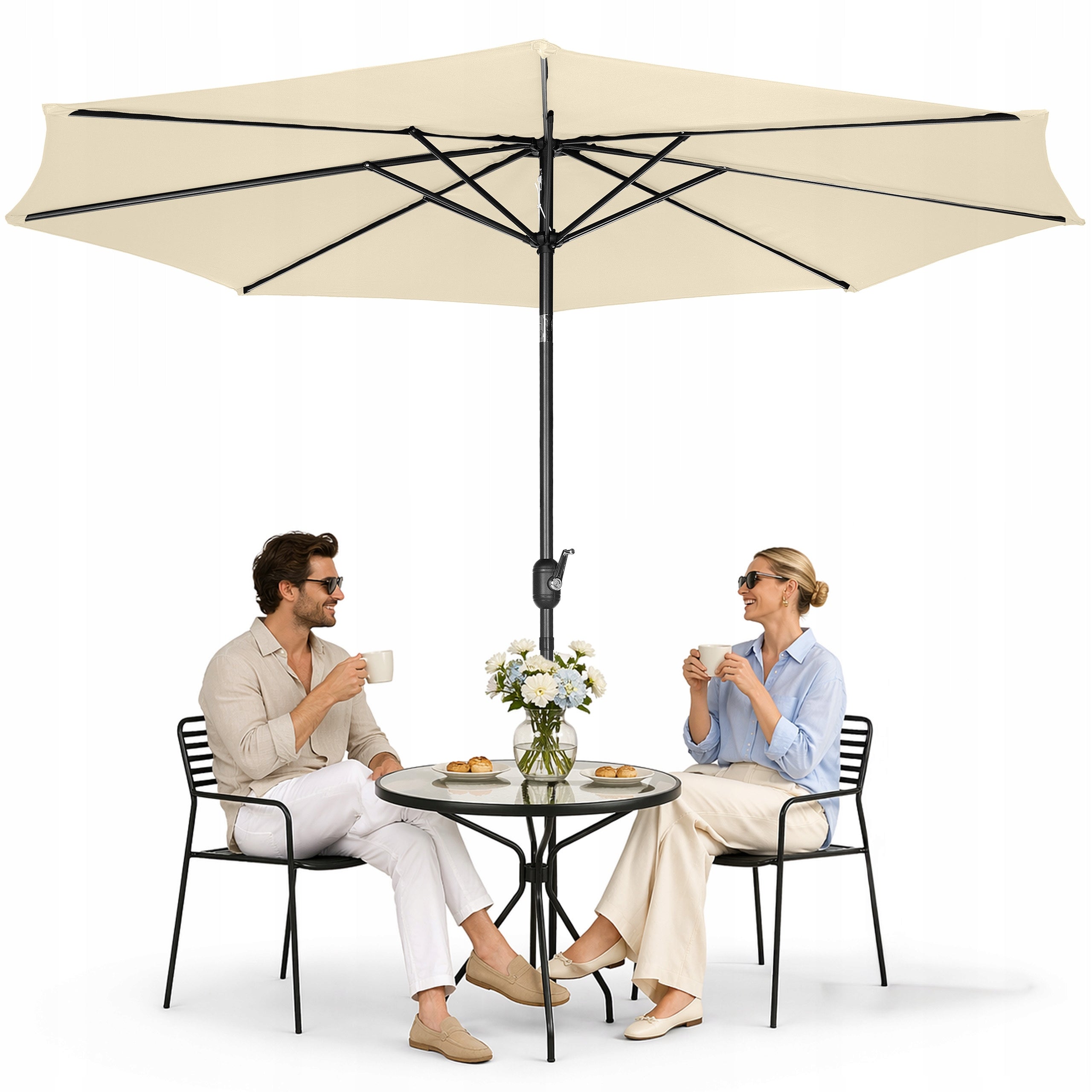 FOLDING GARDEN UMBRELLA WITH CRANK 300CM BROKEN TERRACE BALCONY LUVERNO