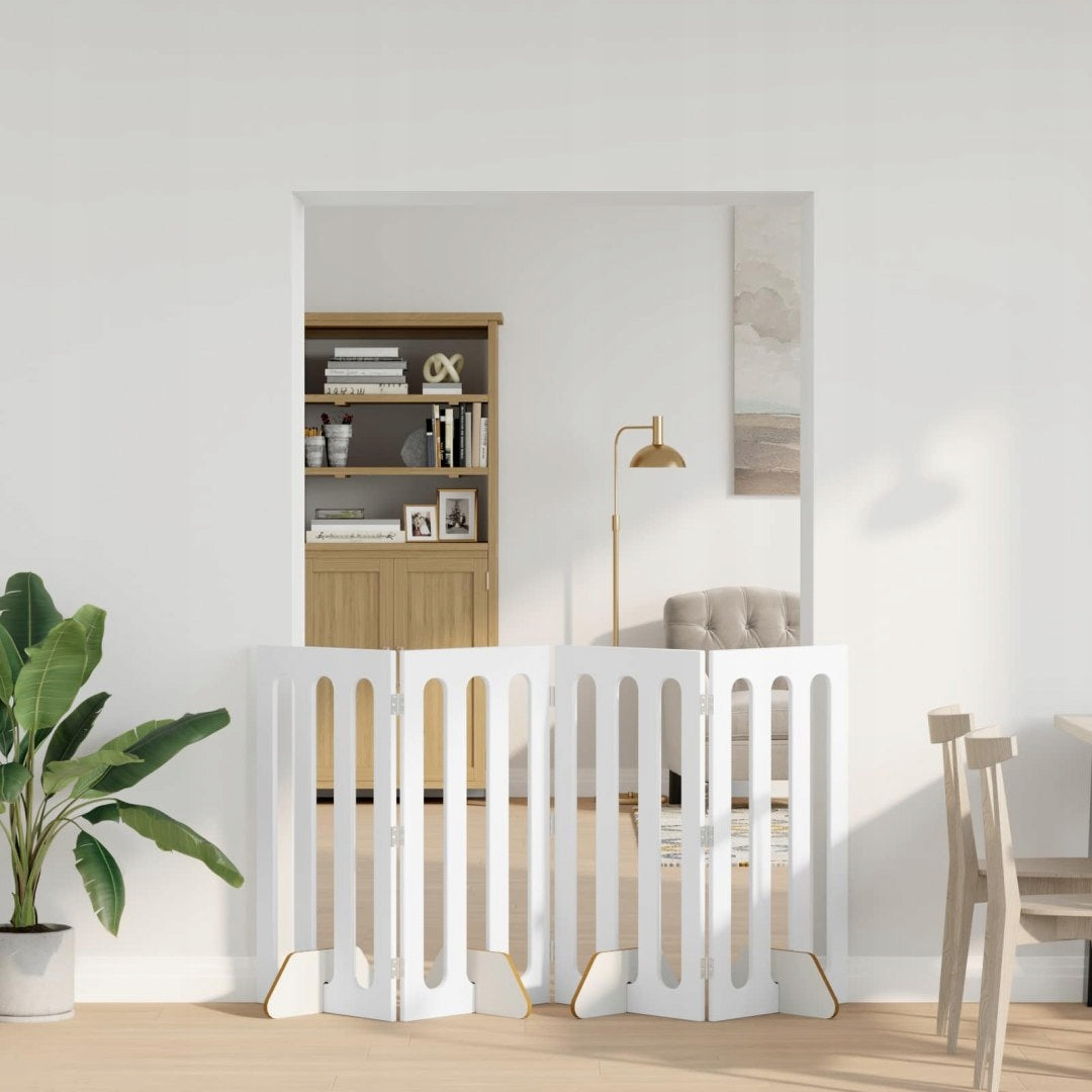 FOLDING GATE BARRIER FOR ANIMALS 4 EL. WHITE 201X38X90CM PANEL