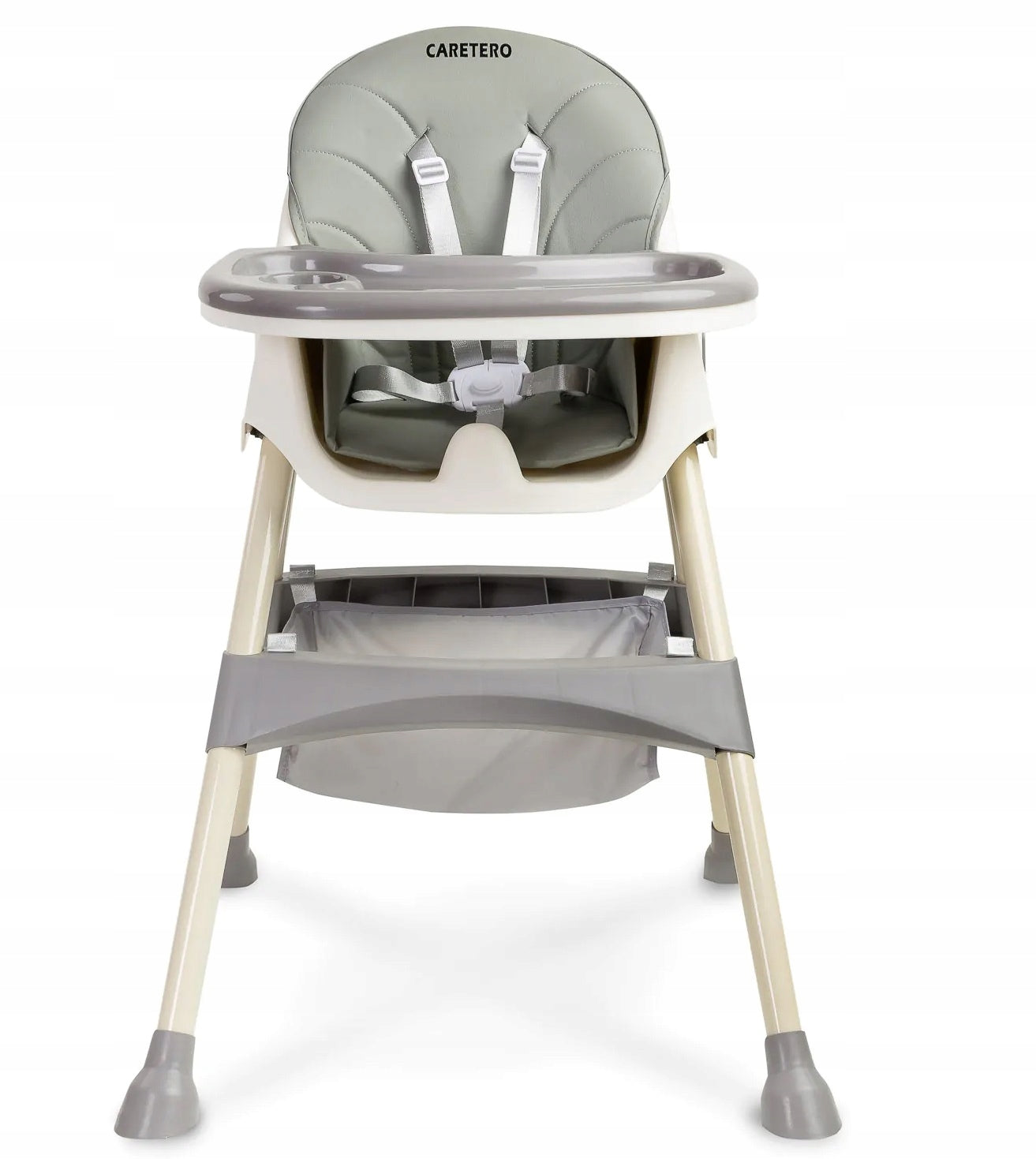 FOLDING HIGHCHAIR & FEEDING SEAT 2in1 2x tray basket grey