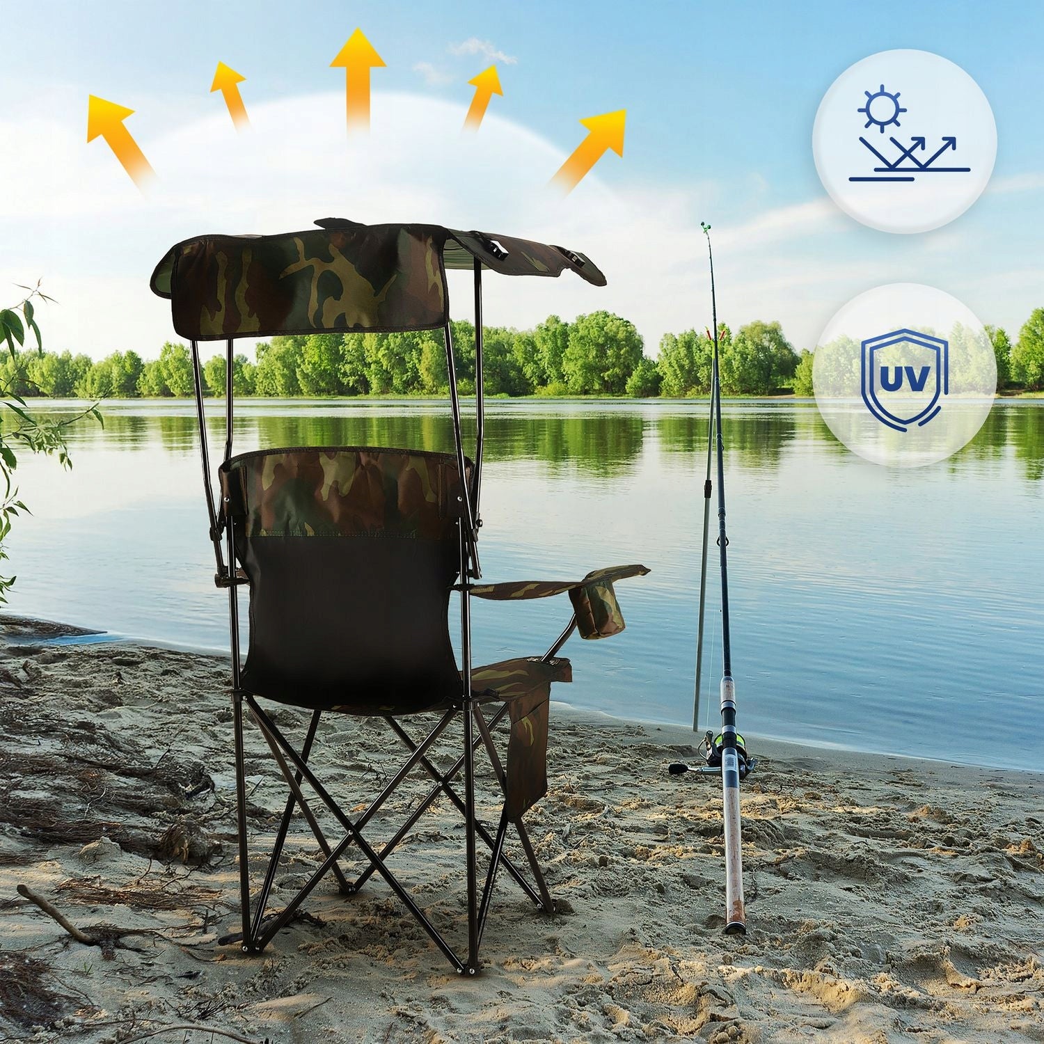 FOLDING HIKING CHAIR WITH BACKREST AND CAMPING VISOR Brand Outtec