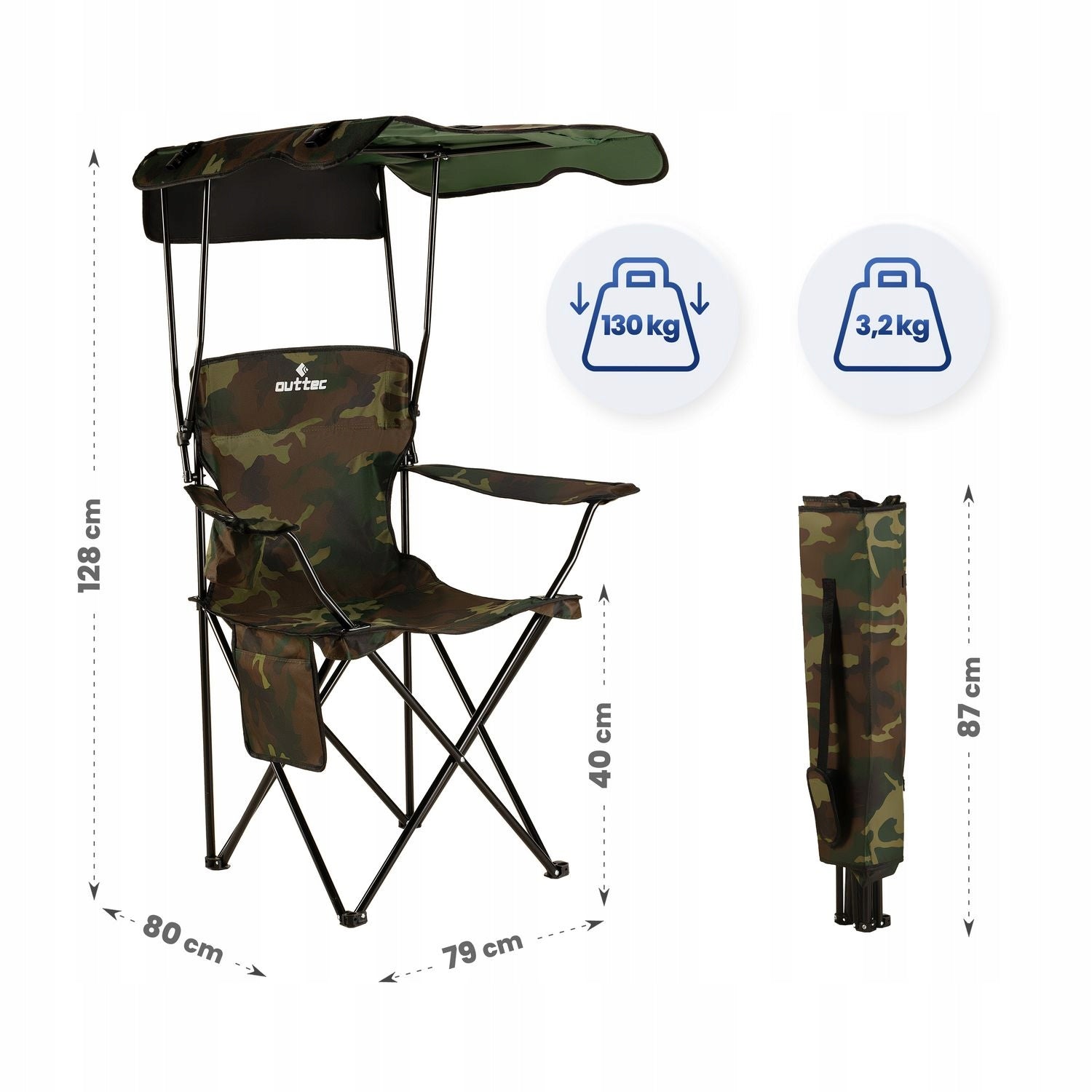 FOLDING HIKING CHAIR WITH BACKREST AND CAMPING VISOR Kind chair