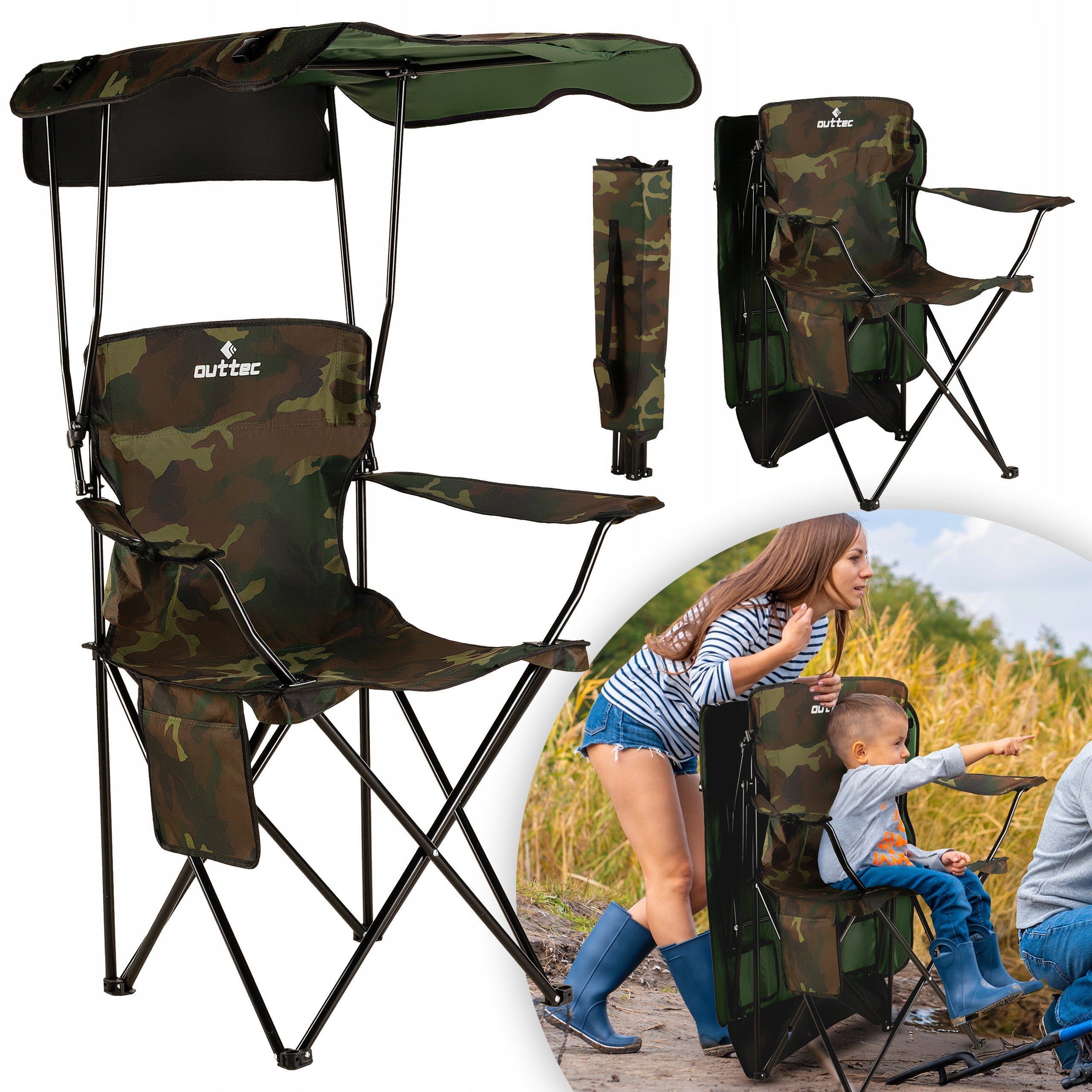 FOLDING HIKING CHAIR WITH BACKREST AND CAMPING VISOR