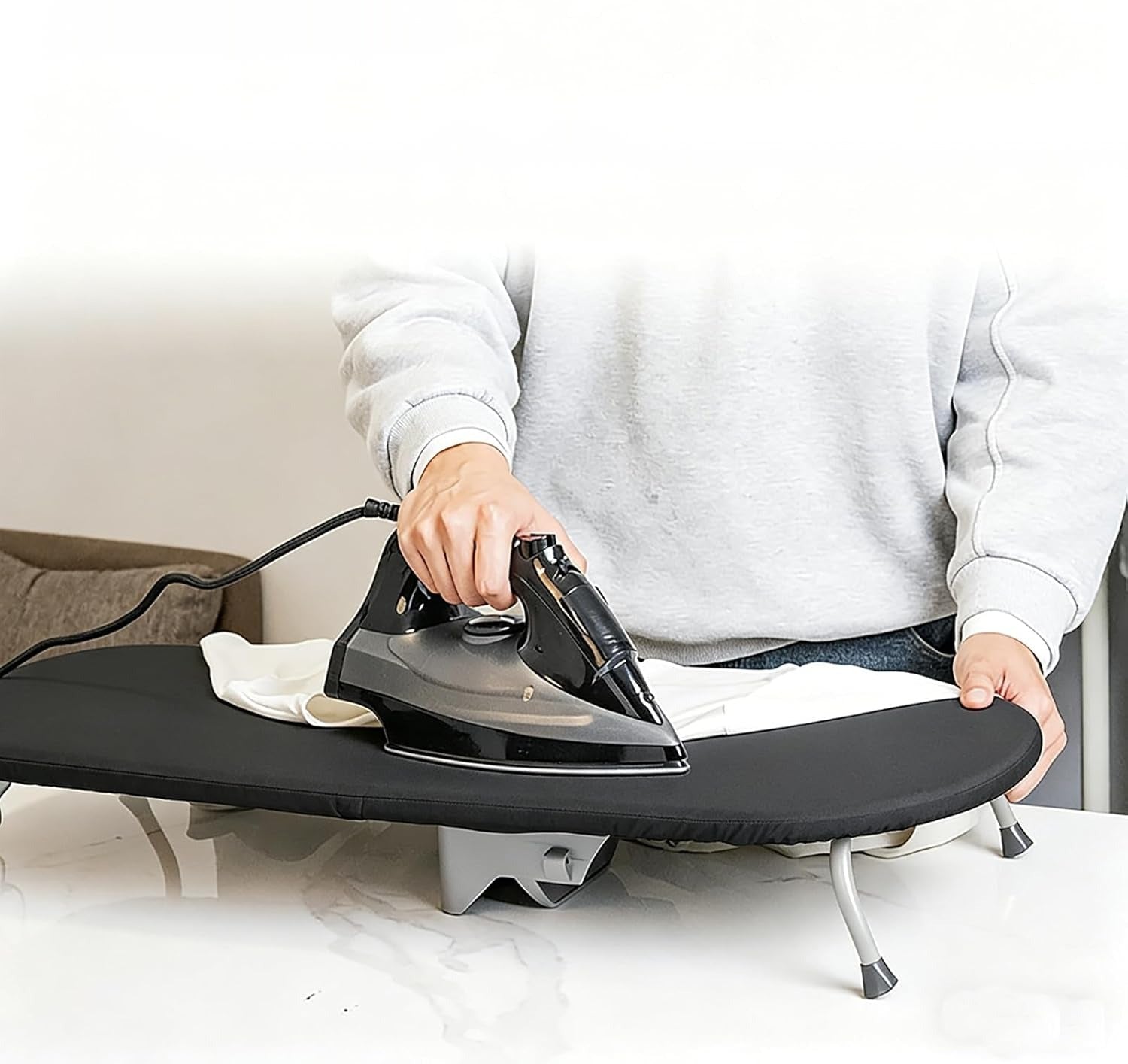 FOLDING IRONING BOARD 89X33X105CM HANDLE DURABLE SMOOTH STEEL Unfolded width 89 cm