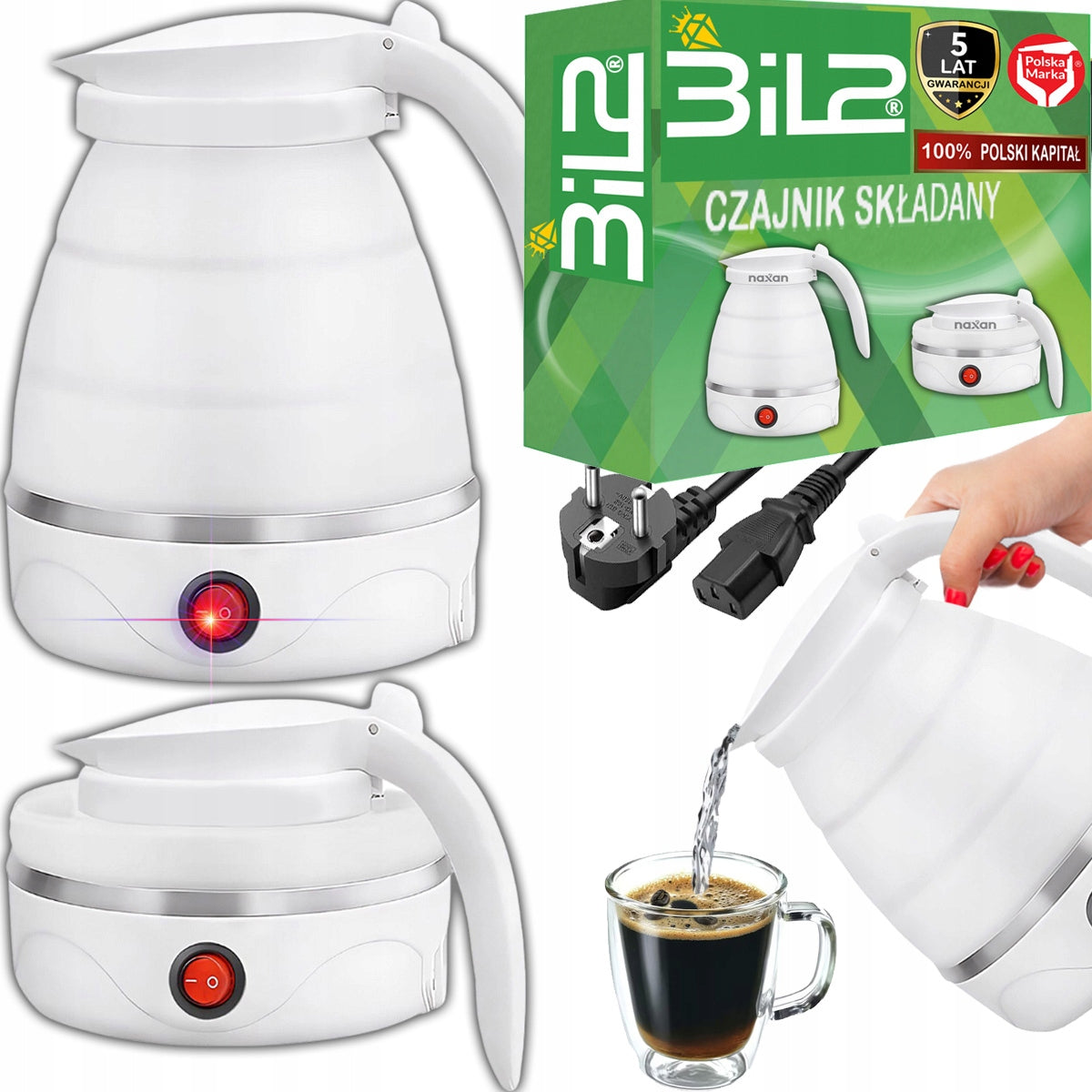 FOLDING KETTLE HIKING Electric 600W 0.6L Portable Travel