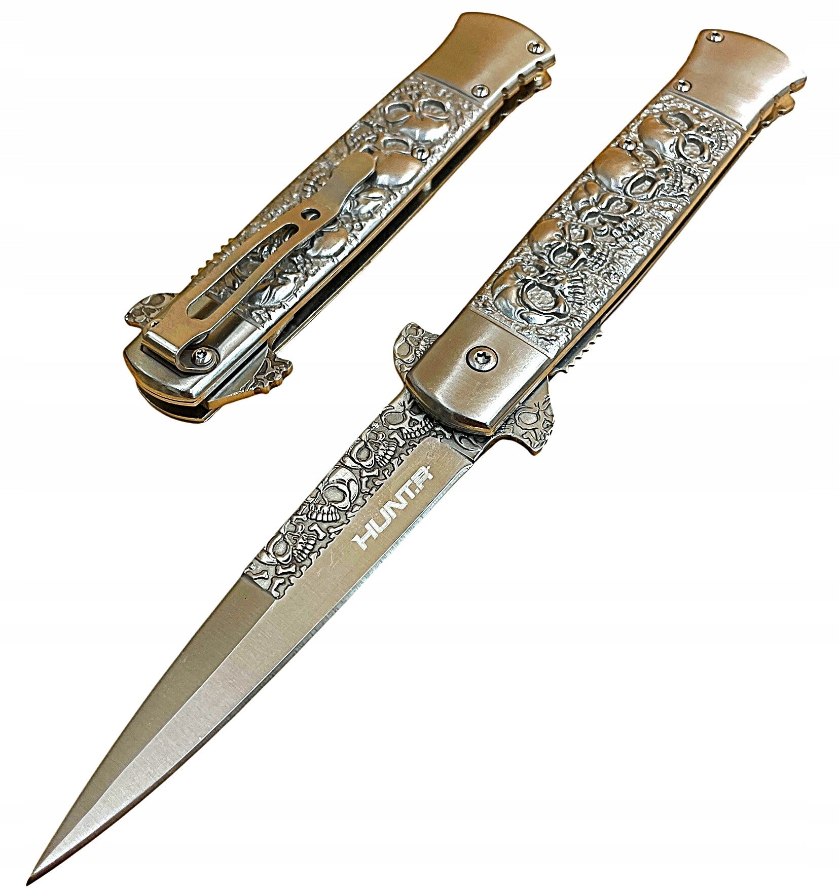 FOLDING KNIFE SPRING SICILY Hunt.r SCULL HIKING WITH CLIP