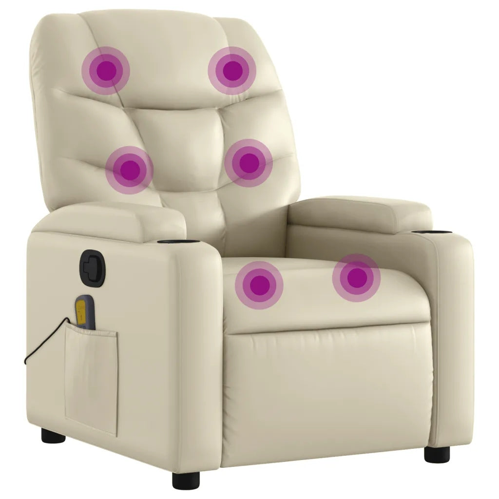 FOLDING MASSAGE CHAIR CREAM ARTIFICIAL LEATHER