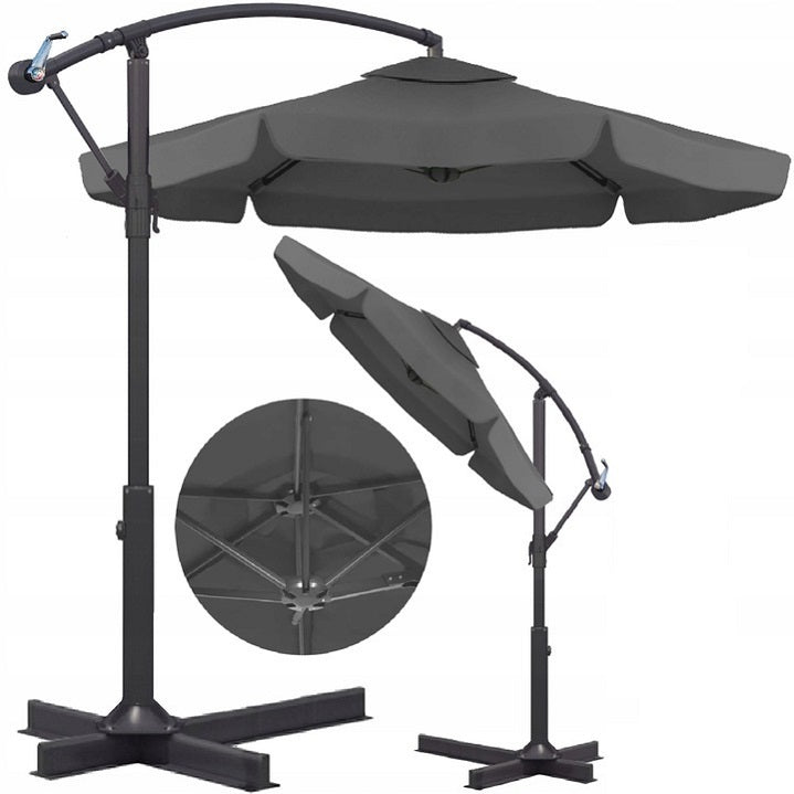 FOLDING ROUND Umbrella ADJUSTABLE WITH GARDEN BOOM SOLID 3,5m