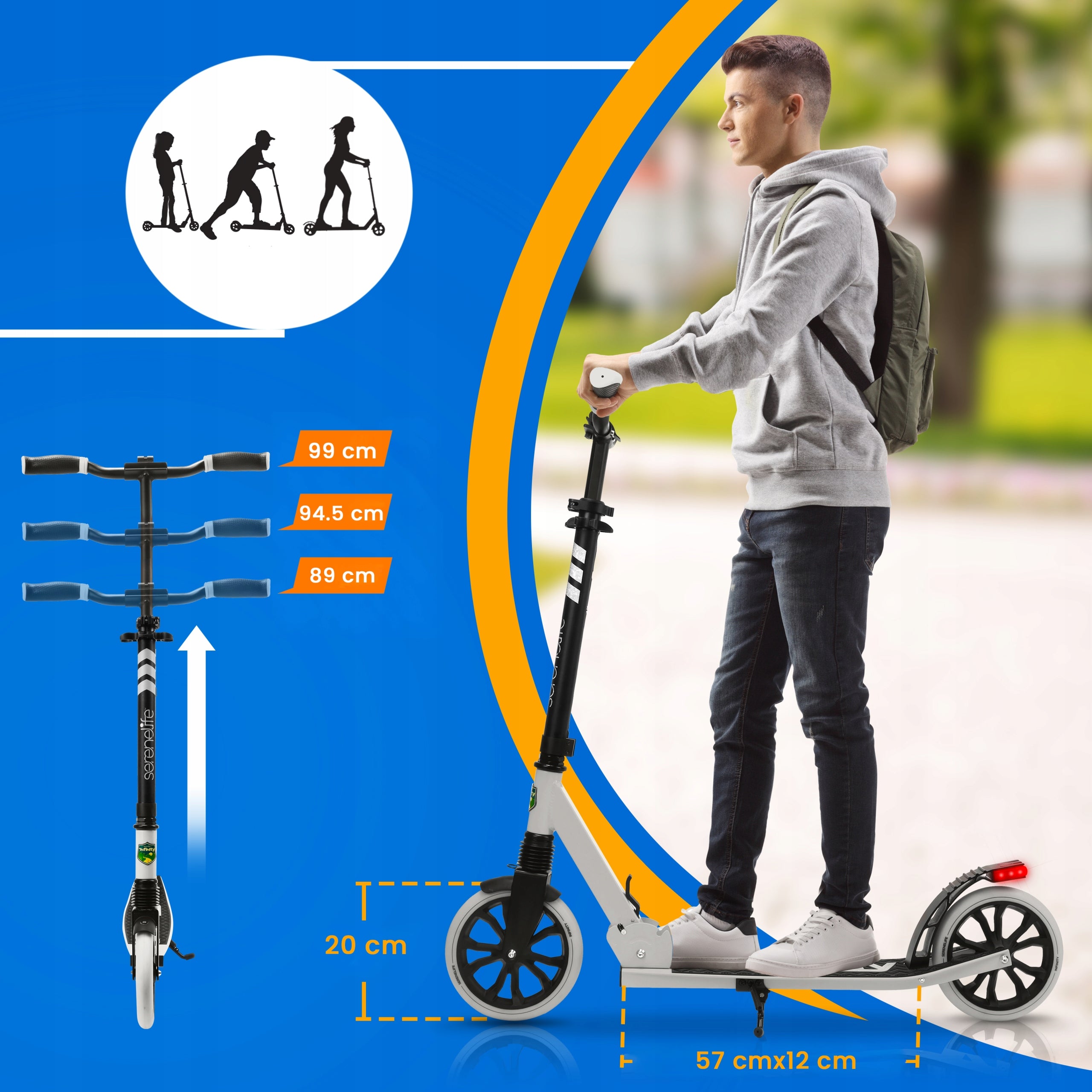 FOLDING SCOOTER FOR TEENAGERS AND ADULTS ALUMINUM ADJUSTABLE Kind two-wheeled