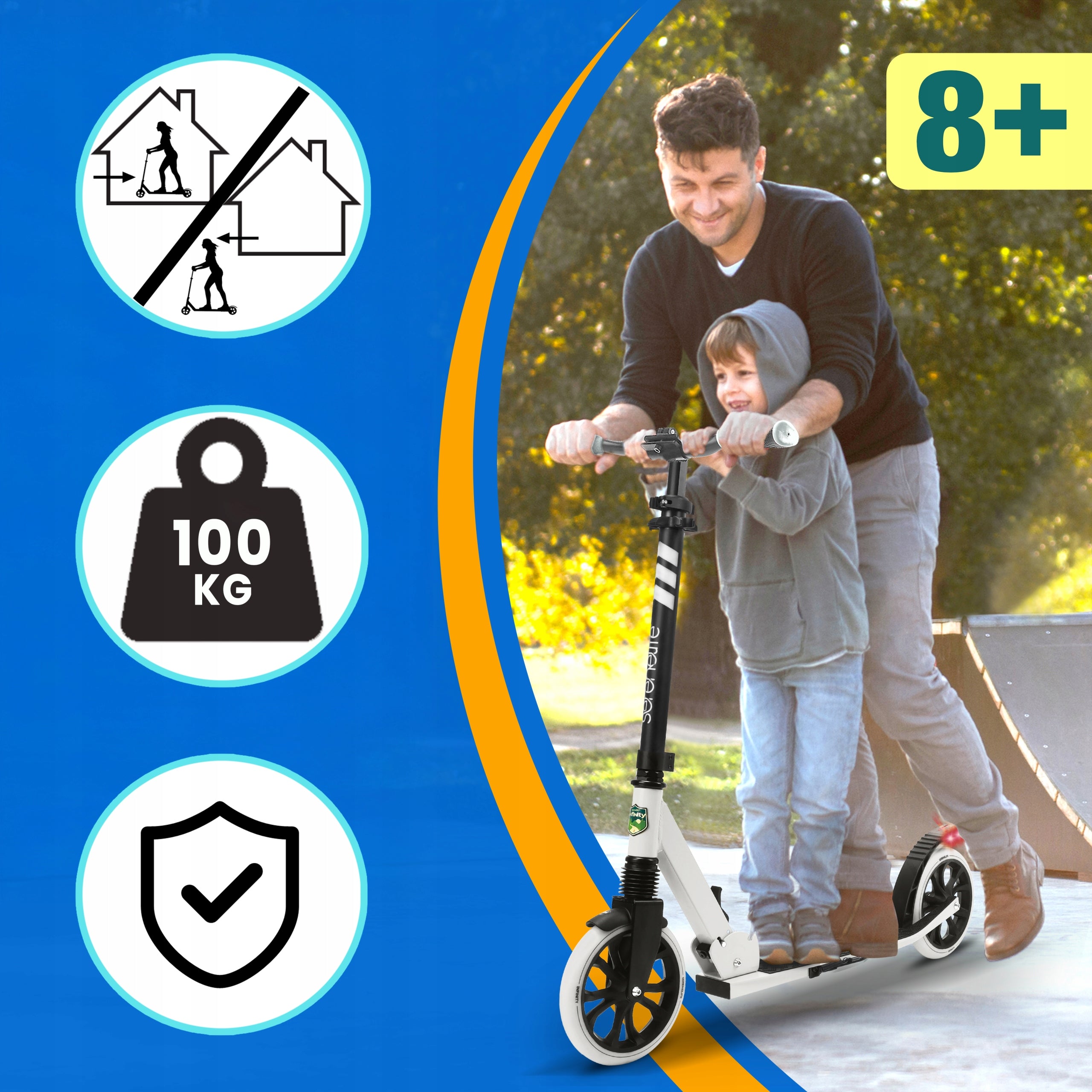 FOLDING SCOOTER FOR TEENAGERS AND ADULTS ALUMINUM ADJUSTABLE Wheels natural rubber