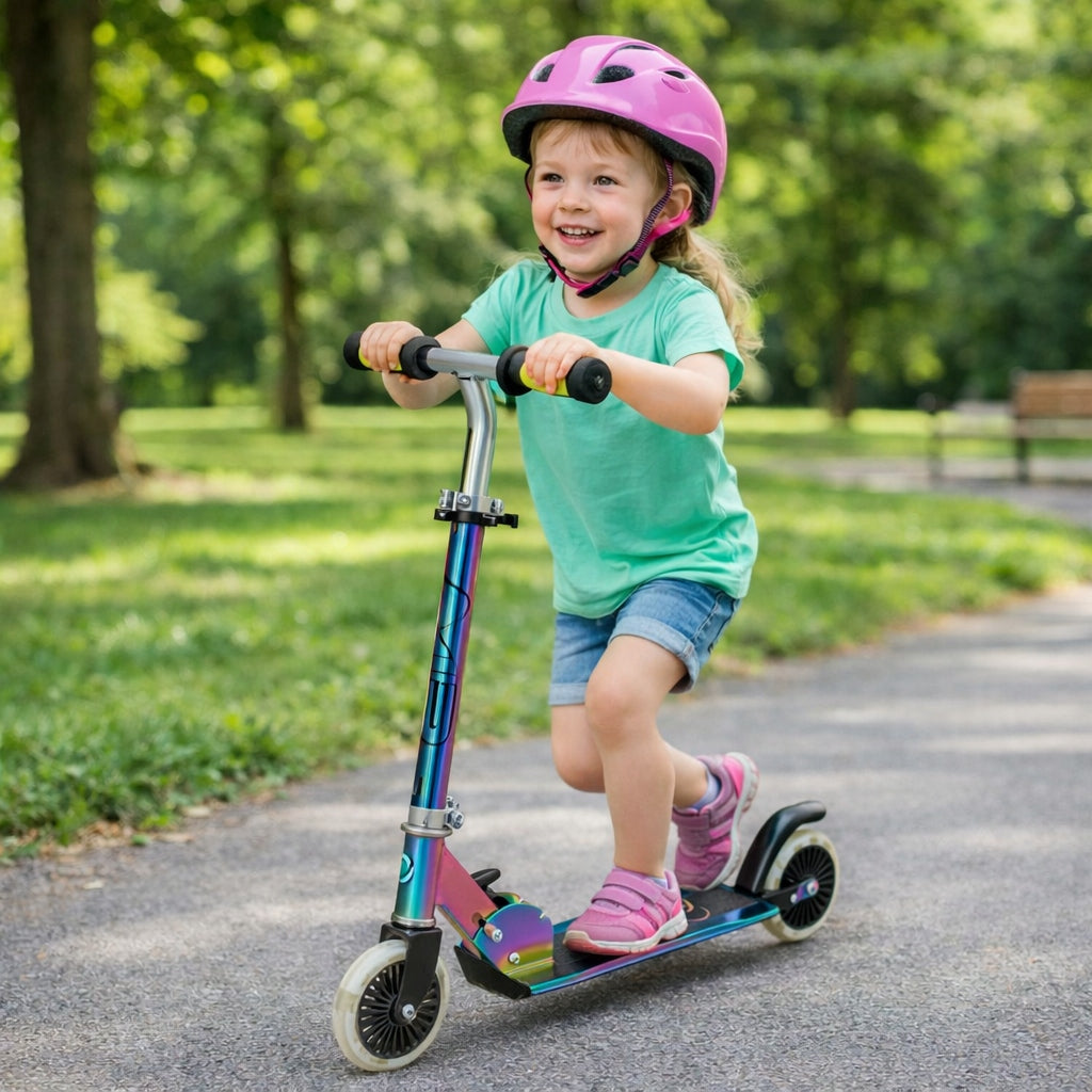 FOLDING SCOOTER LED NEOCHROME TWO-WHEELED FOR CHILDREN EVO 5+ Packaging status original