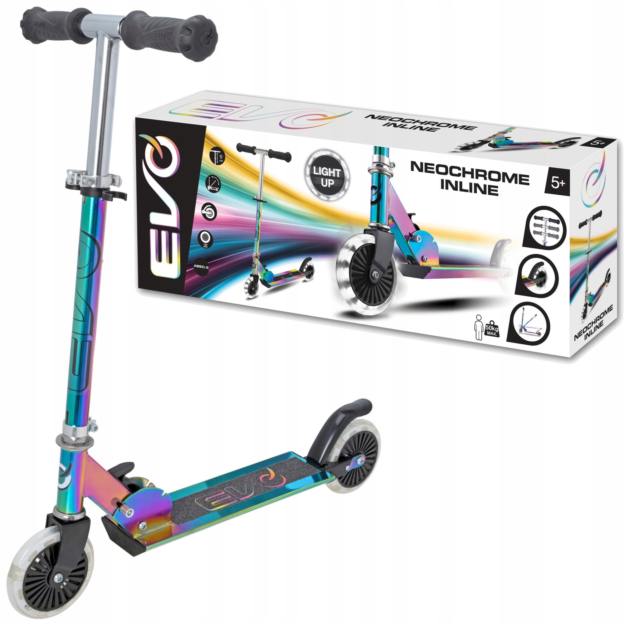 FOLDING SCOOTER LED NEOCHROME TWO-WHEELED FOR CHILDREN EVO 5+