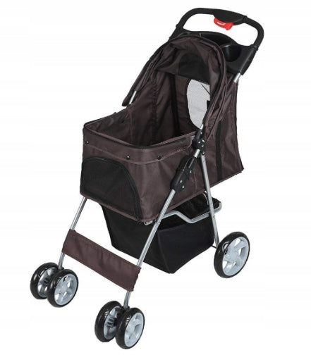 FOLDING SMALL ANIMAL STROLLER FOR CAT DOG UP TO 15KG CONVENIENT TRANSPORTER Main material synthetic material