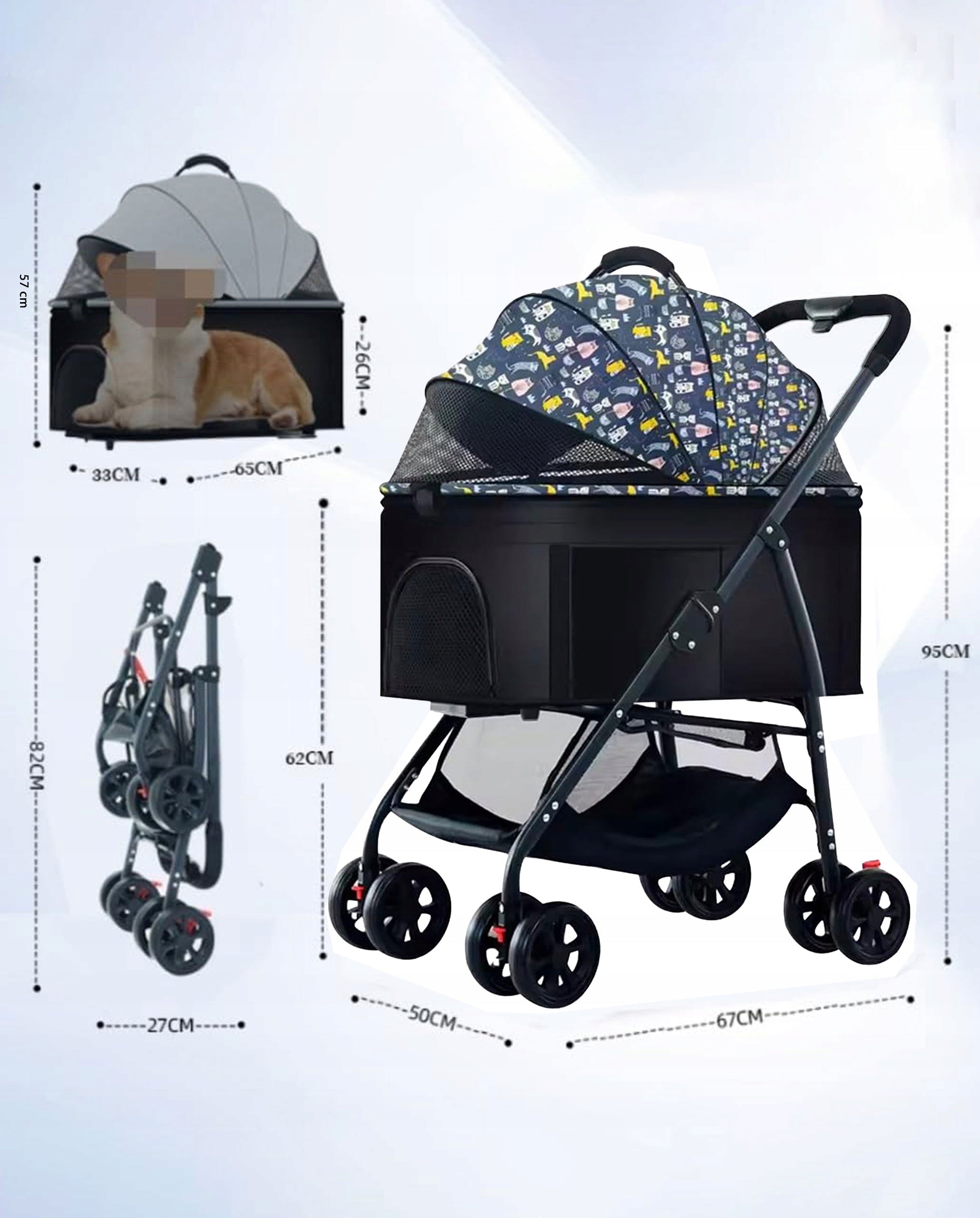 FOLDING STROLLER Cat Stroller Transporter Carrier up to 15Kg Fazoo Manufacturer code Wózek Spacerowy Dla Kota Fazoo