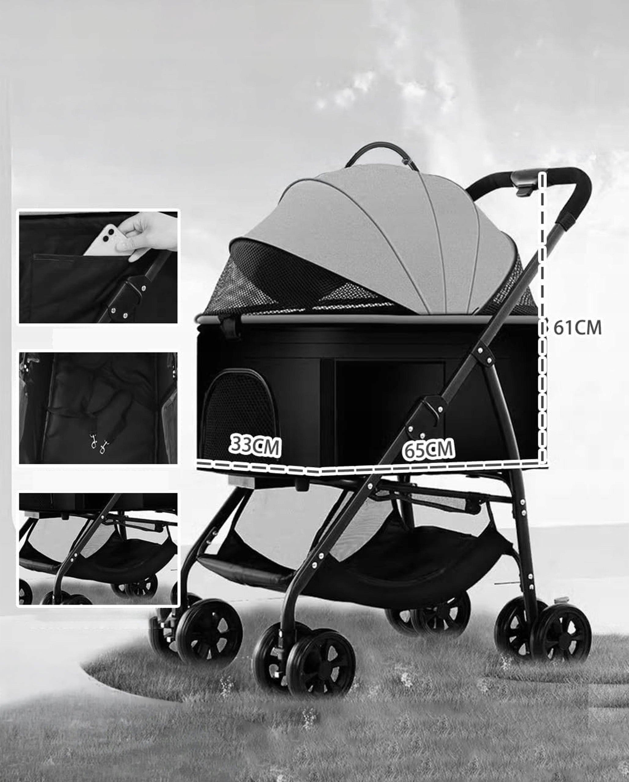 FOLDING STROLLER Cat Stroller Transporter Carrier up to 15Kg Fazoo Size L