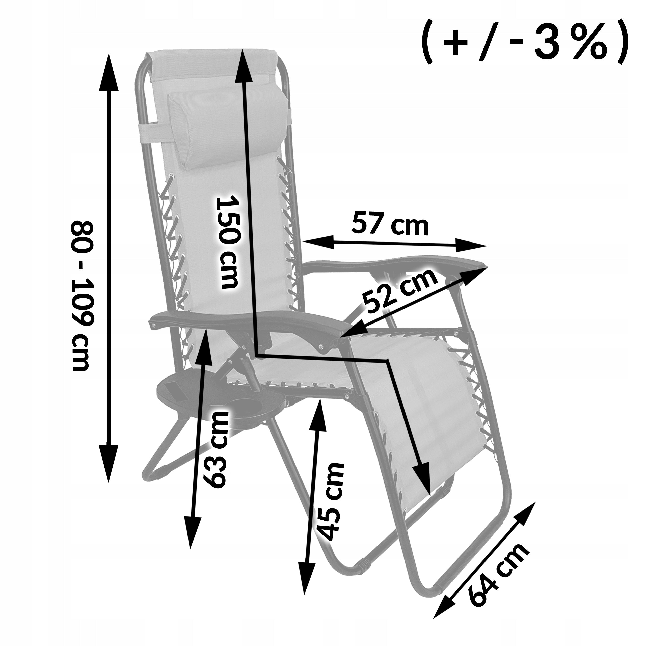 FOLDING STRONG GARDEN LOUNGER CHAIR ZERO GRAVIT TOURIST FARO II J.GRAY Manufacturer code 5.90.21329