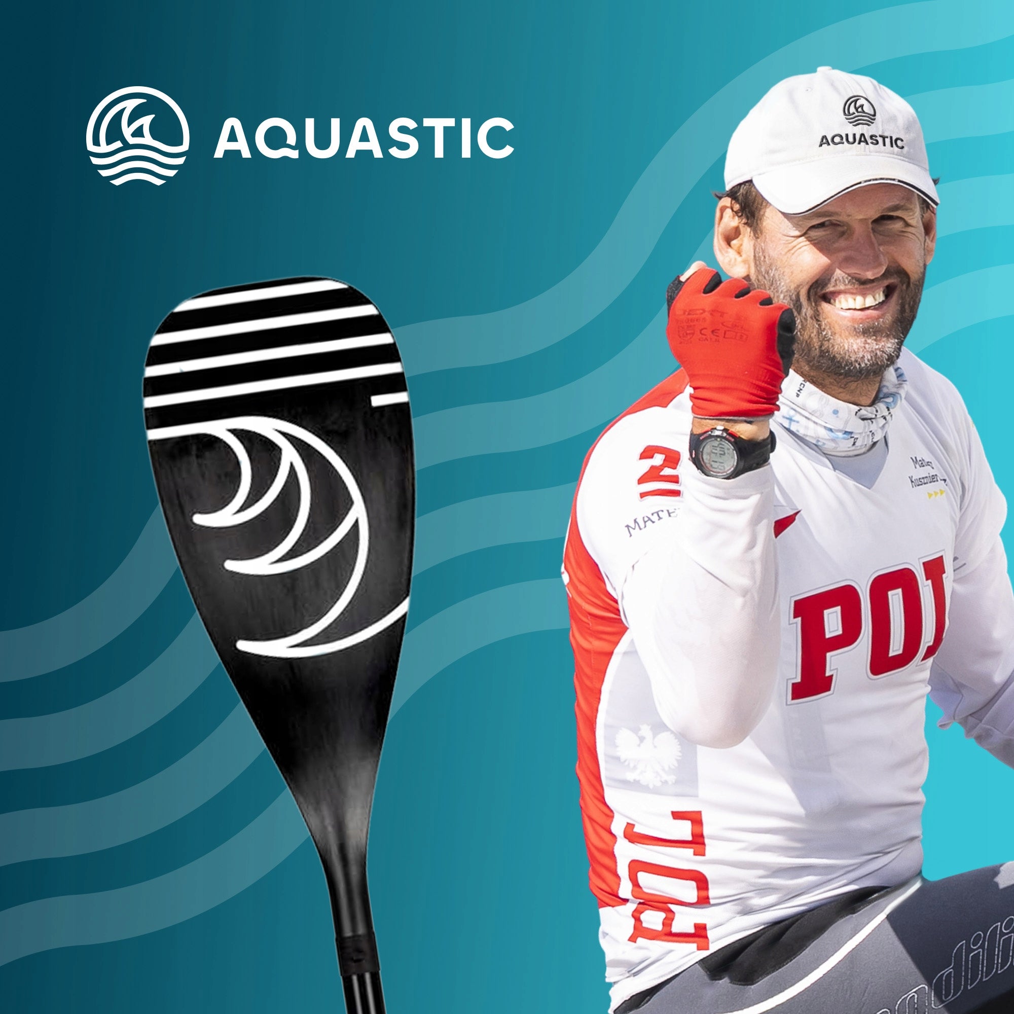 FOLDING SUP paddle 3-piece AQUASTIC 140-180 cm black ADJUSTABLE Manufacturer code AQS-SPD001
