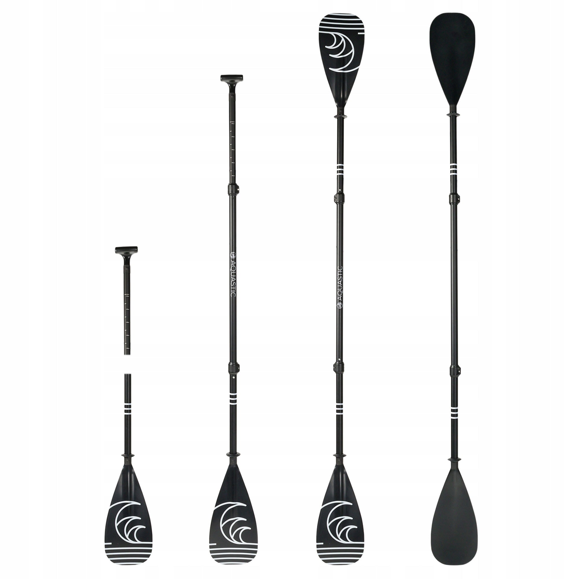 FOLDING SUP paddle 3-piece AQUASTIC 170-220 cm black KAYAK 2in1