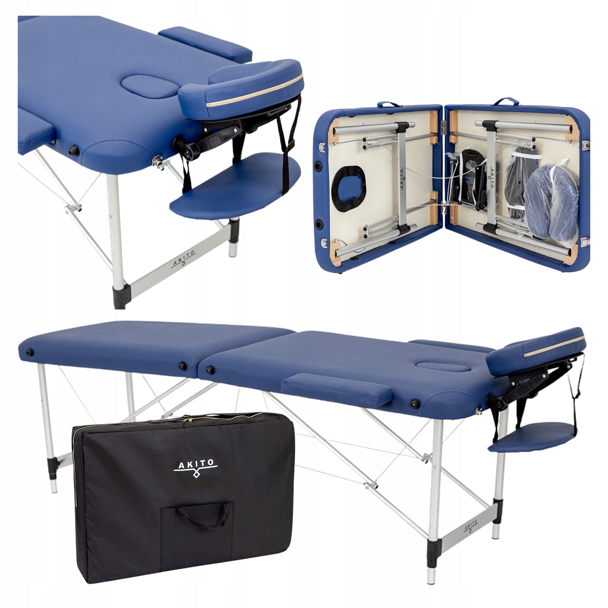 FOLDING TABLE FOR MASSAGE EROS AKITO ALUMINUM TWO SEGMENTS SET NAVY BLUE