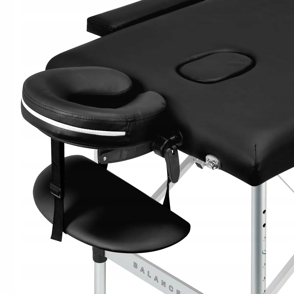 FOLDING TABLE FOR MASSAGE PHYSIOTHERAPY ALUMINUM BALANCE 2 SEGMENT BLACK Frame material aluminum