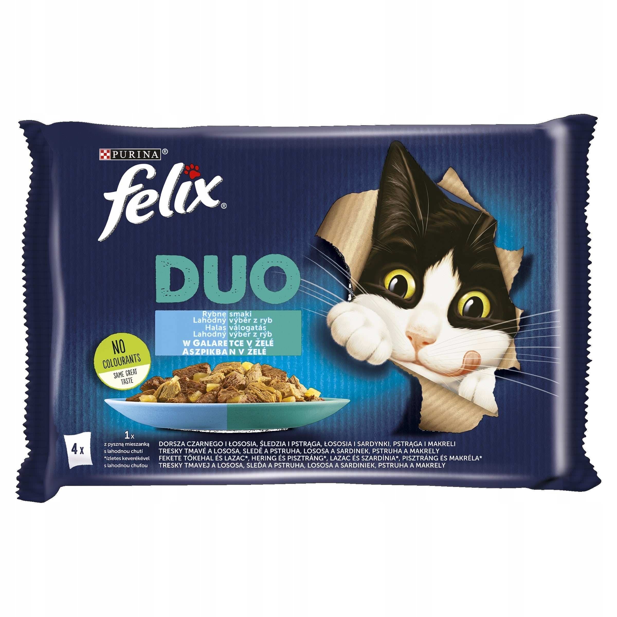 FOOD CAT FELIX FANTASTIC DUO FISH FLAVORS 4*85 g NESTLE Brand Felix