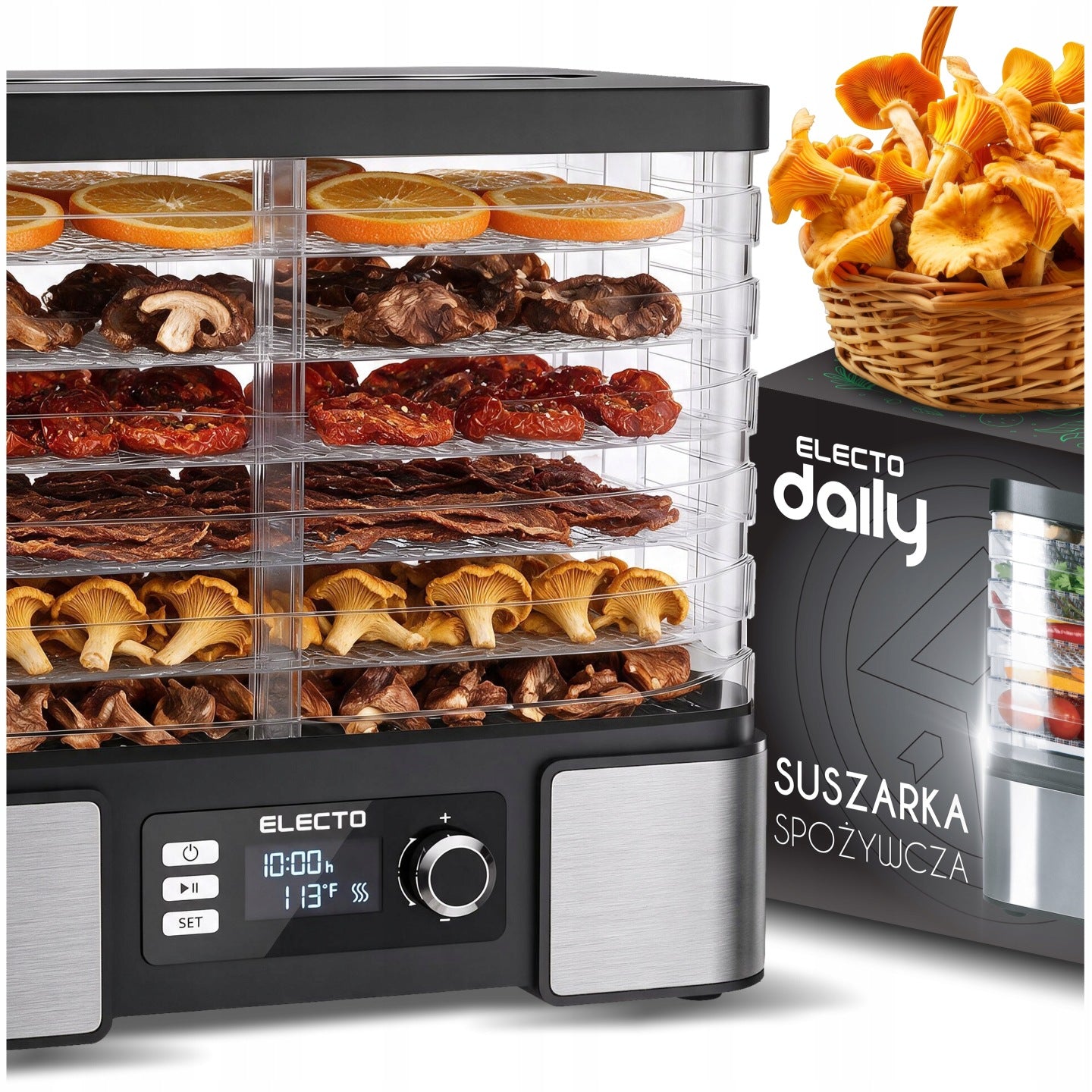 FOOD DRYER 15L FOR MUSHROOMS AND FRUITS 500W VEGETABLES FOR KITCHEN Manufacturer code SUSZARKA SPOŻYWCZA 15L DO GRZYBÓW I OWOCÓW
