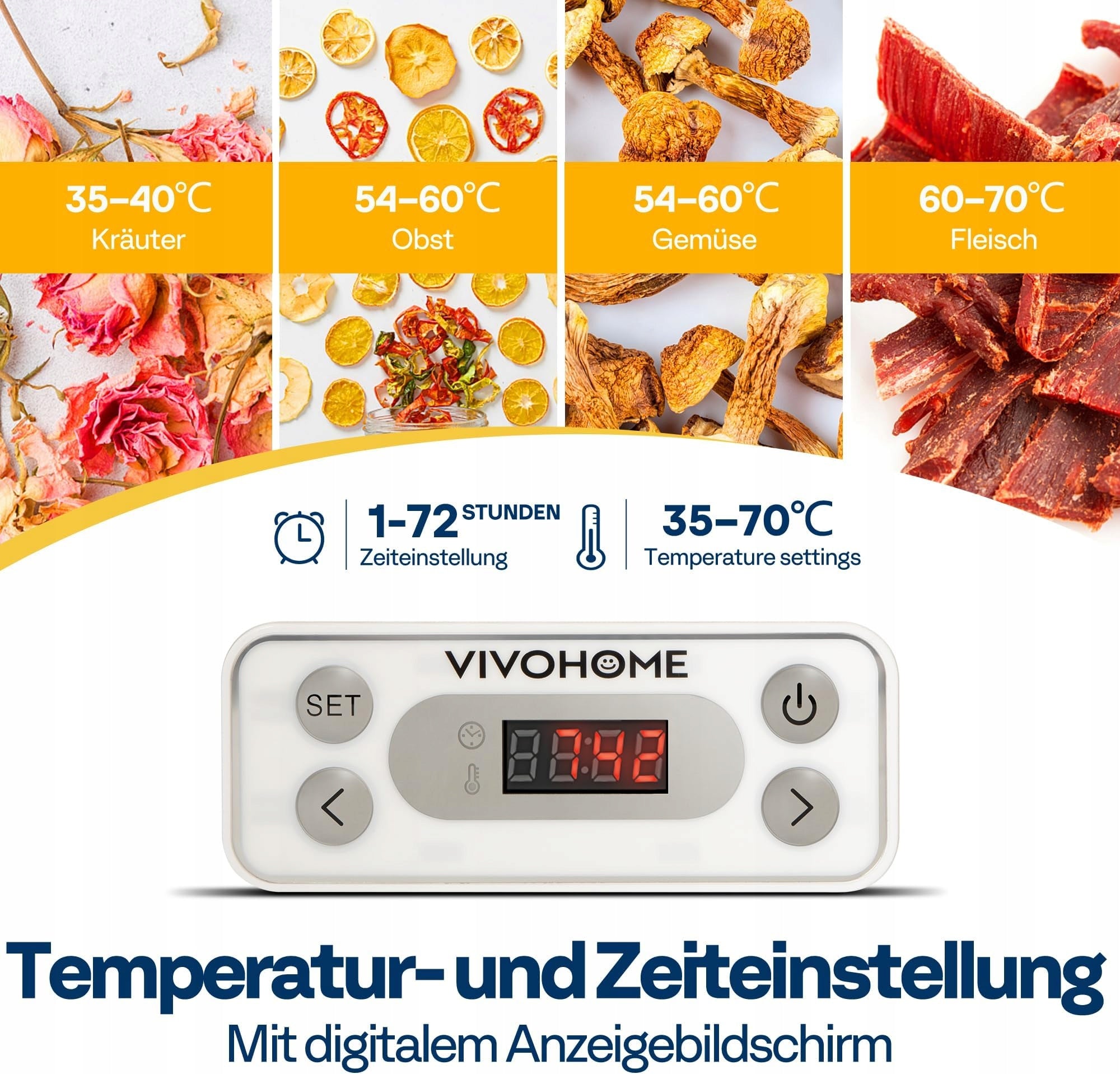 FOOD DRYER 400W 5 TRAYS 35-70°C TIMER 72H Brand no brand