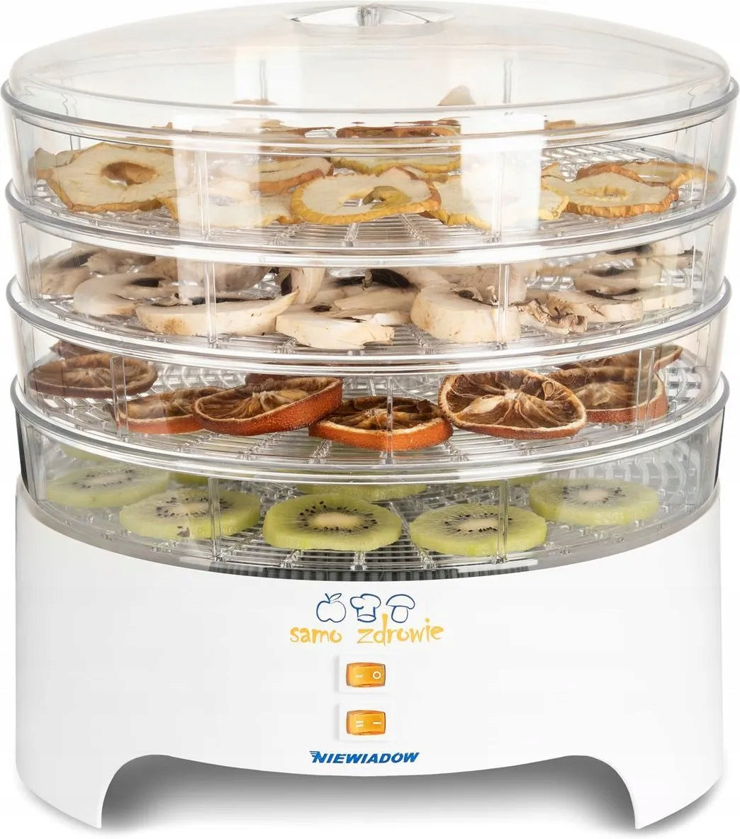 FOOD DRYER FOR MUSHROOM VEGETABLES FRUIT HERBS NIEWIADÓW 500W 4 SIEVES Dominant color clear