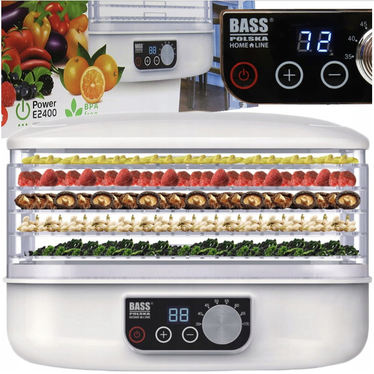FOOD DRYER FOR VEGETABLE FRUIT MUSHROOMS 250W HERBS HOMEMADE AND SOLID