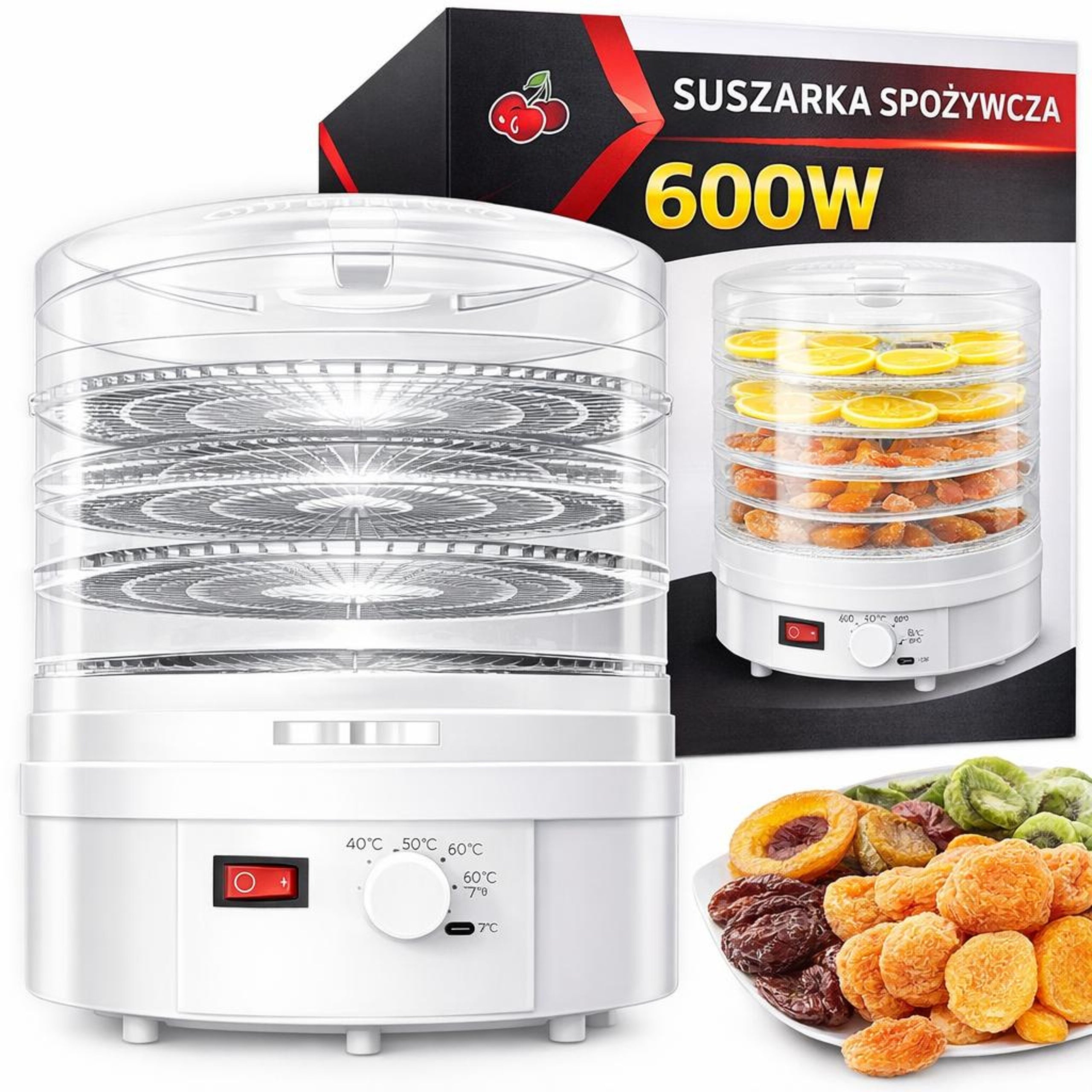 FOOD DRYER FOR VEGETABLE FRUIT MUSHROOMS ADJUSTABLE 5 LEVELS 600W LARGE