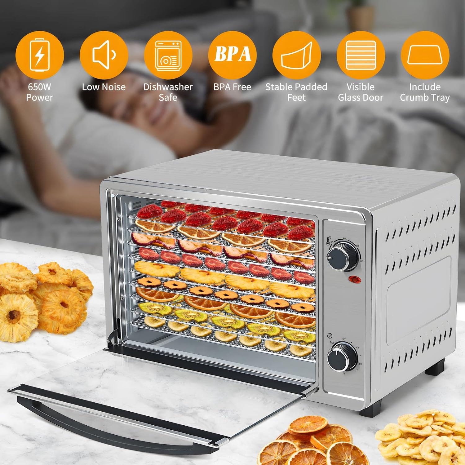 FOOD DRYER STEEL 9 TAC TIMER TEMPERATURE CONTROL 650W GP424 Brand no brand