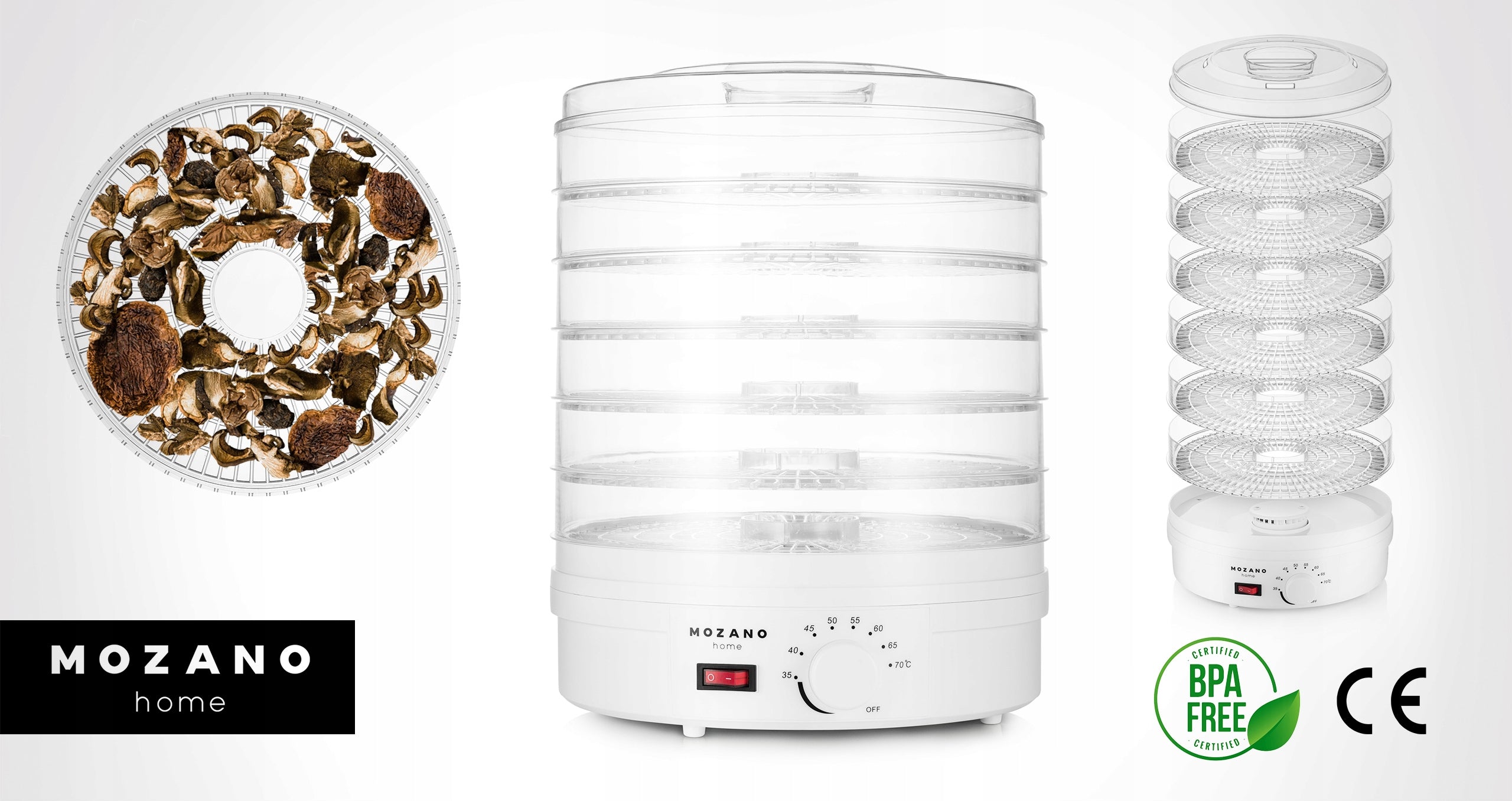 FOOD MUSHROOM DRYER 500W LARGE 6 SITES + THERMOCOUPLE + 8 LEVELS Manufacturer code AGD/SUS/03#BIA