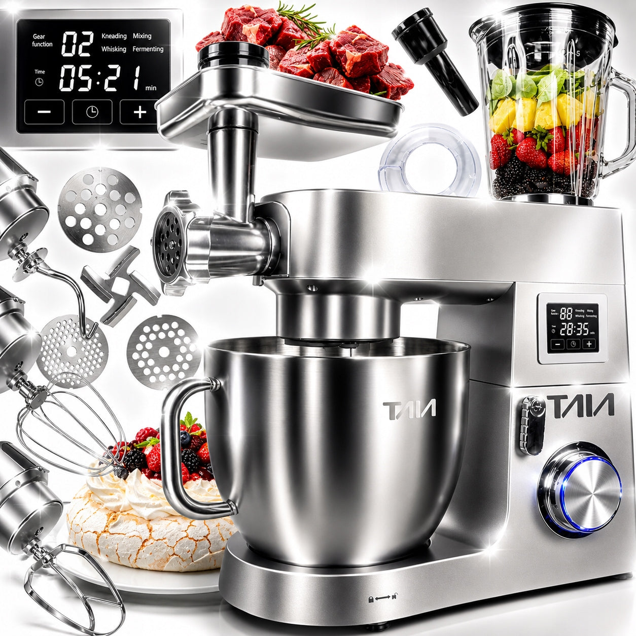 FOOD PROCESSOR PLANETARY ALUMINUM PROFESSIONAL BOWL 6,5 L LED DISPLAY