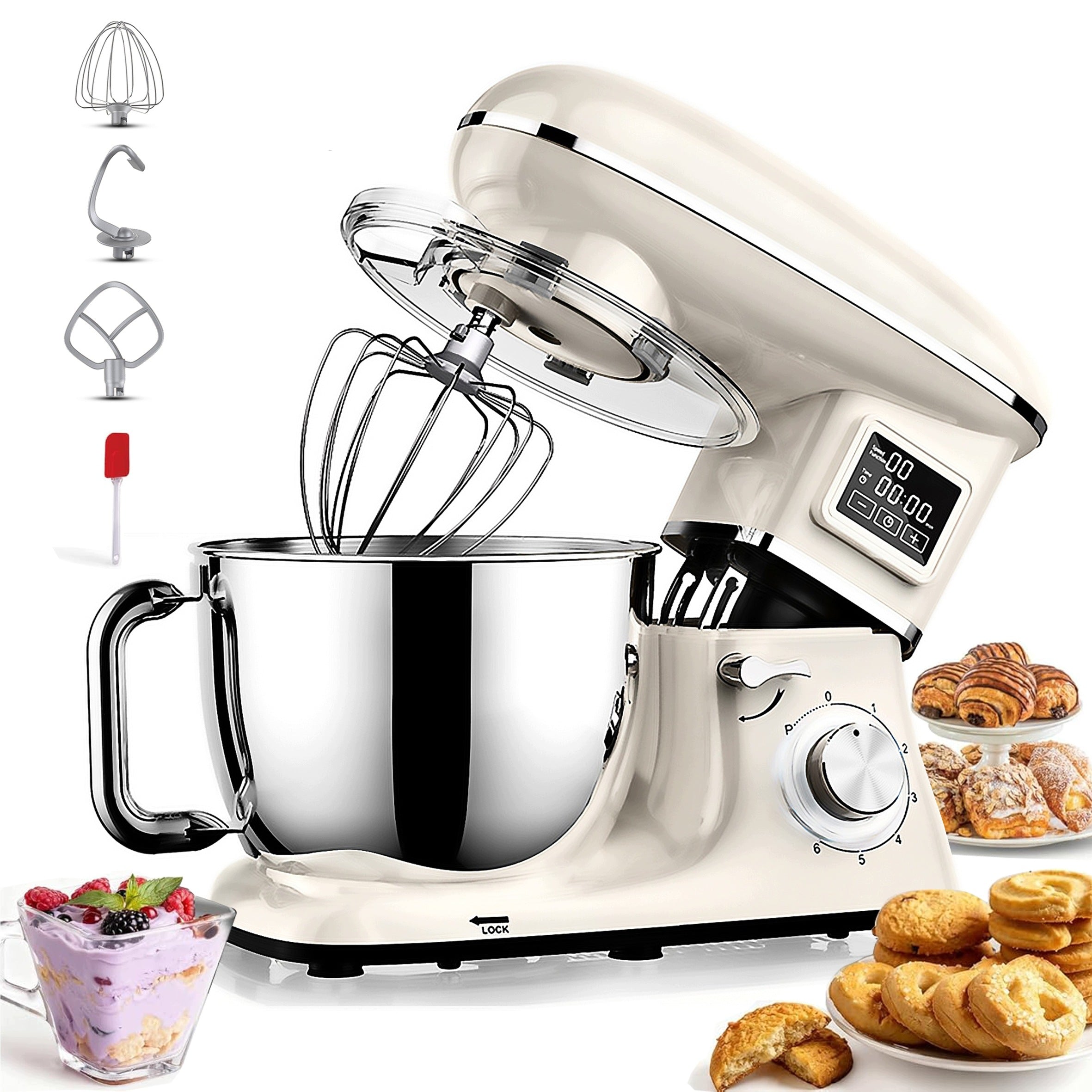 FOOD PROCESSOR PLANETARY MIXER 3 MIXERS BOWL 6.5L 1900W 6 speed