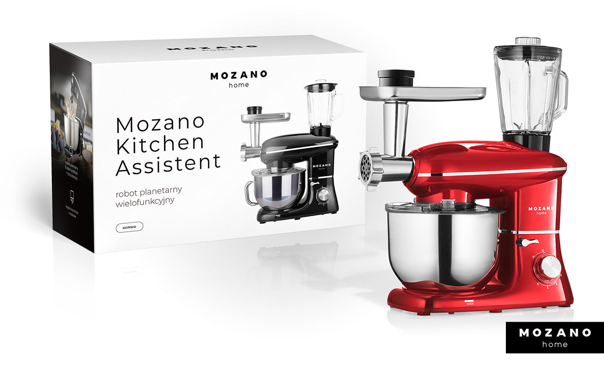 FOOD PROCESSOR PLANETARY MIXER MEAT BLENDER 4in1 BOWL 6,2L + RECIPES Power rating 2000 W