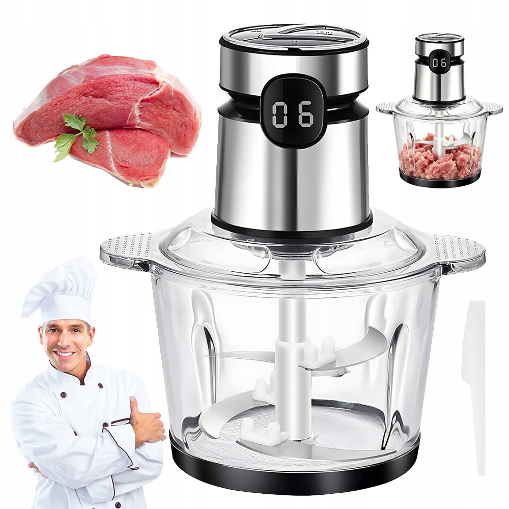 FOOD SHREDDER 200W STEEL BLADE GLASS CONTAINER 2L