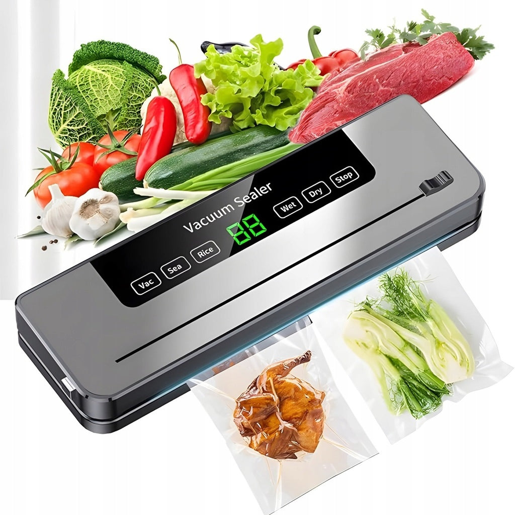 FOOD VACUUM PACKAGING MACHINE WITH CUTTING KNIFE HEATER + BAGS