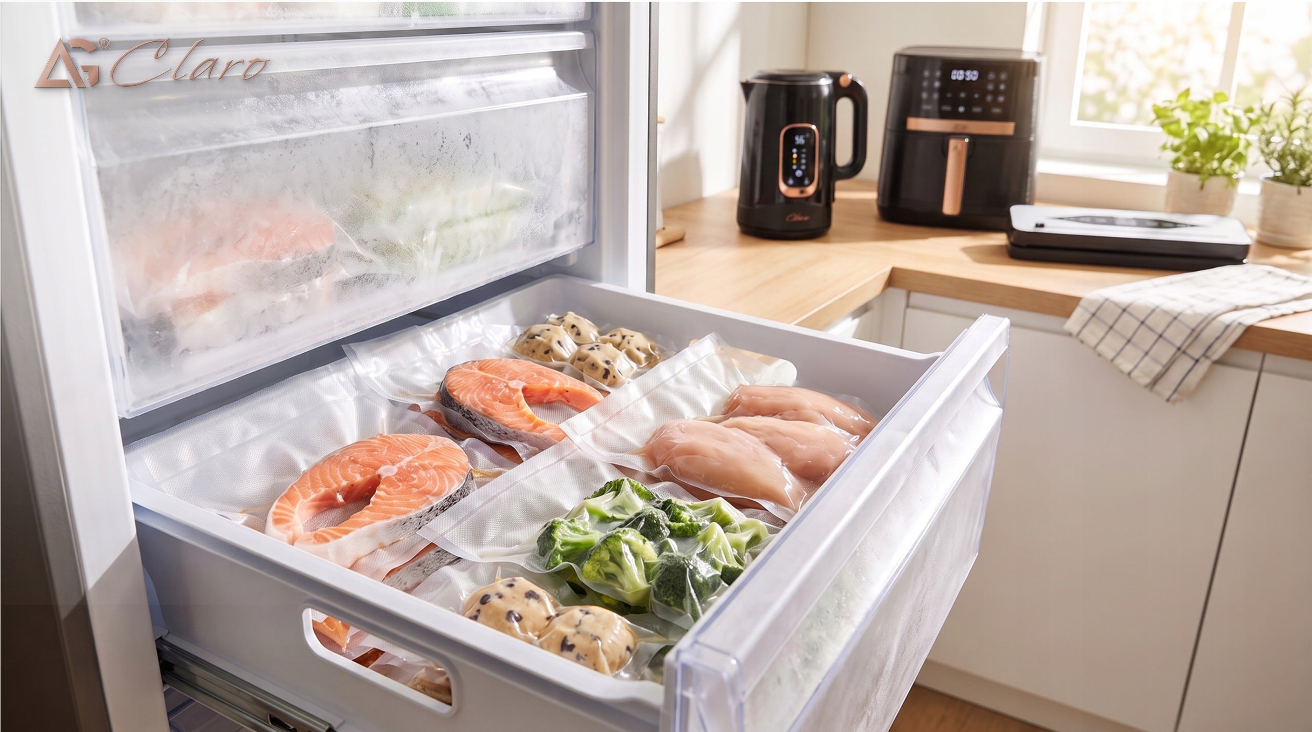 FOOD VACUUM SEALER FOOD 80kPA MODES KNIFE + 10x BAGS Packaging status original
