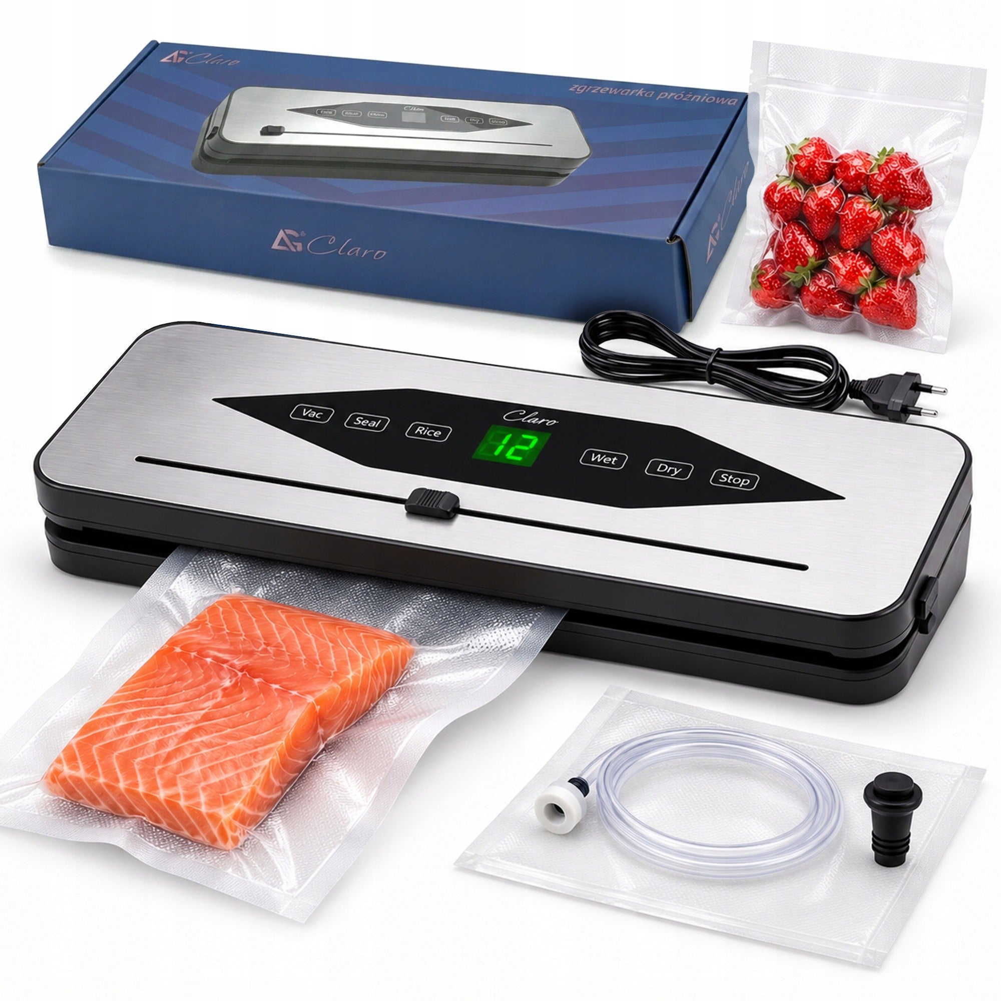 FOOD VACUUM SEALER FOOD 80kPA MODES KNIFE + 10x BAGS