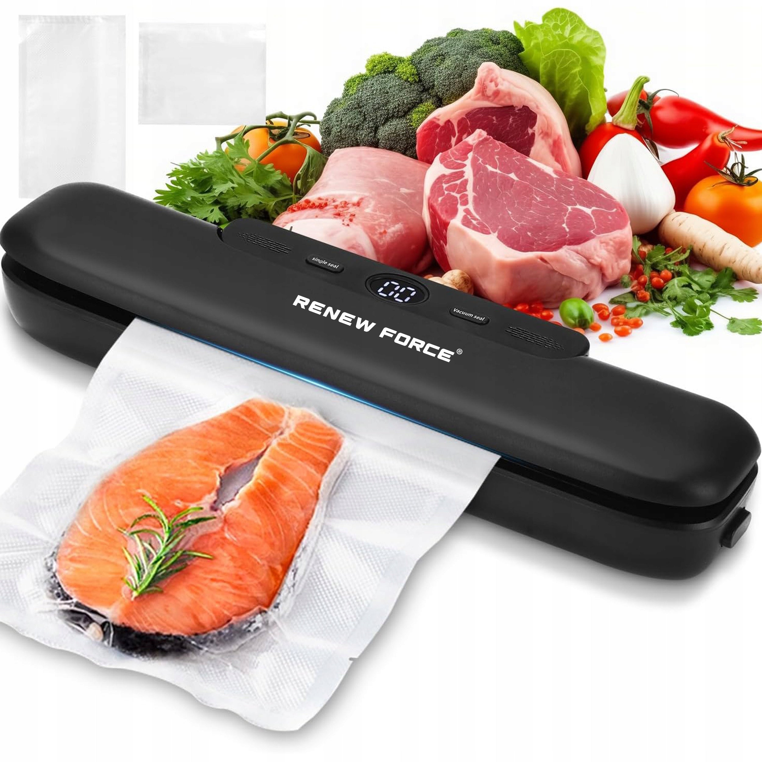 FOOD VACUUM SEALER STRONG AUTOMATIC PACKING MACHINE + POUCHES Packaging status original