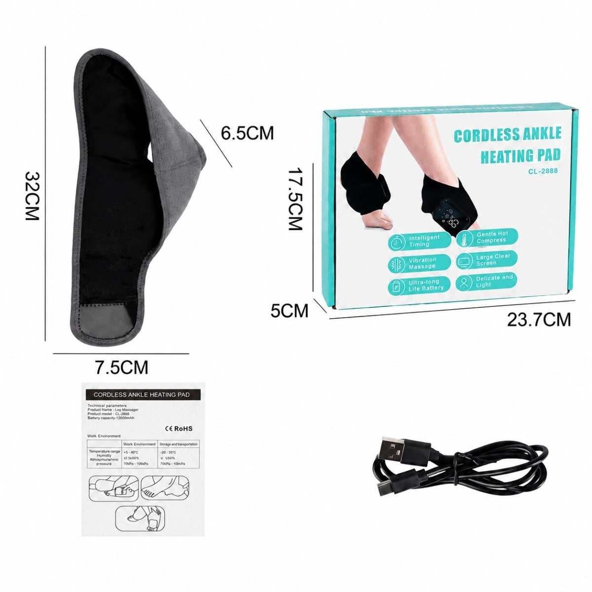 FOOT AND ANKLE MASSAGER WITH HEATING FUNCTION FOR CHRONIC PAIN REHABILITATION Kind feet