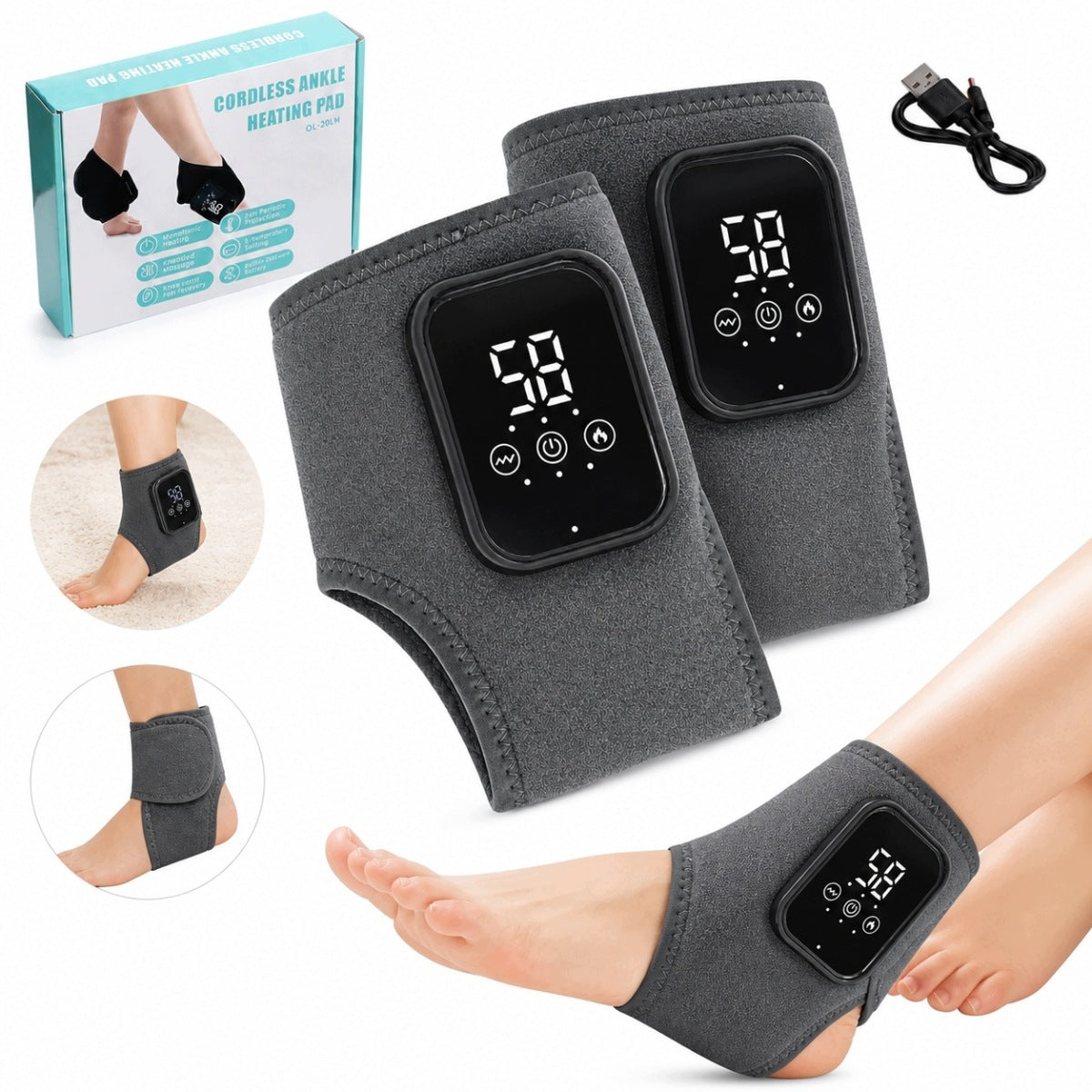 FOOT AND ANKLE MASSAGER WITH HEATING FUNCTION FOR CHRONIC PAIN REHABILITATION