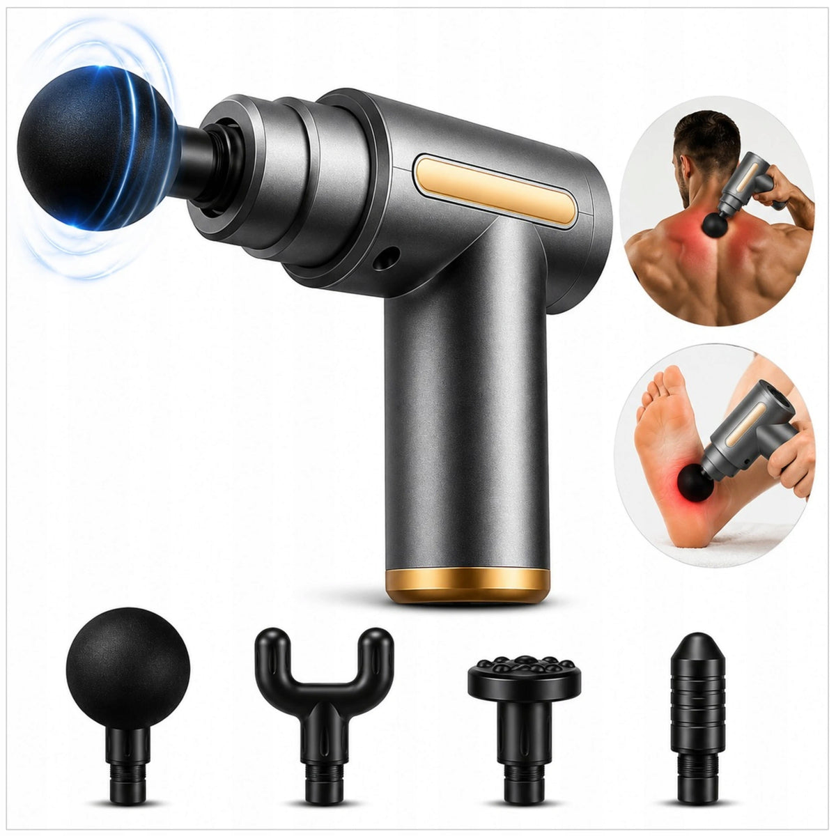 FOOT BODY BACK MASSAGE GUN 4 TIPS MASSAGE GUN MASSAGER LARGE Packaging status original