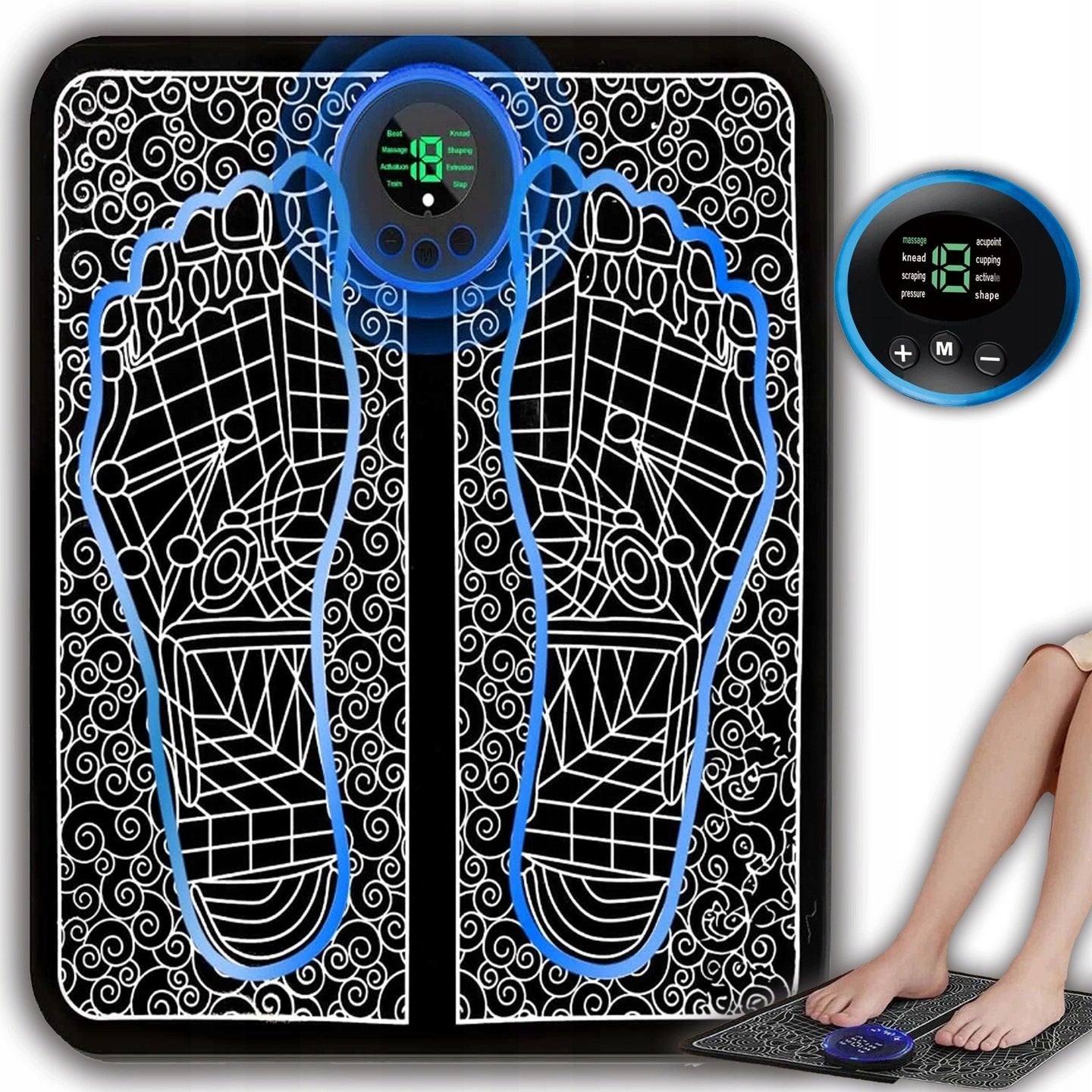 FOOT EMS MASSAGER ELECTROSTIMULATOR LCD 8 MODES 19 LEVELS