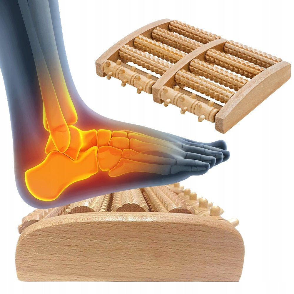 FOOT MASSAGER ROLLER WOODEN ROLLER DOUBLE WITH STUD PROJECTIONS STRAIGHT
