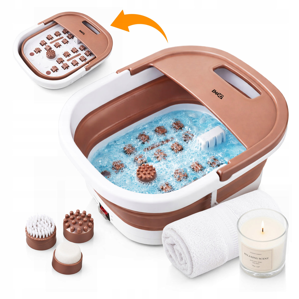 FOOT MASSAGER WATER HYDROMASSAGER HEATING BUBBLES IR FOLDING 500W